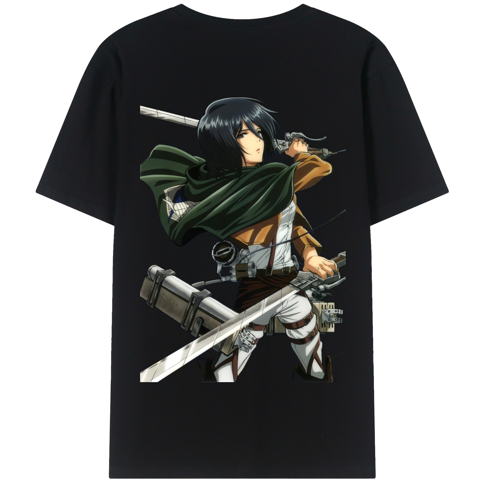 （画像用） 進撃の巨人 ミカサ·アッカーマン Attack on Titan Mikasa Ackerman 綿100％半袖Tシャツ（背面プリント）