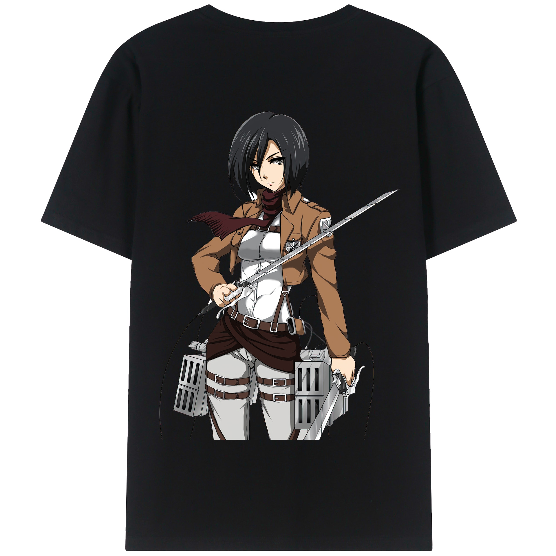 （画像用） 進撃の巨人 ミカサ·アッカーマン Attack on Titan Mikasa Ackerman 綿100％半袖Tシャツ（背面プリント）