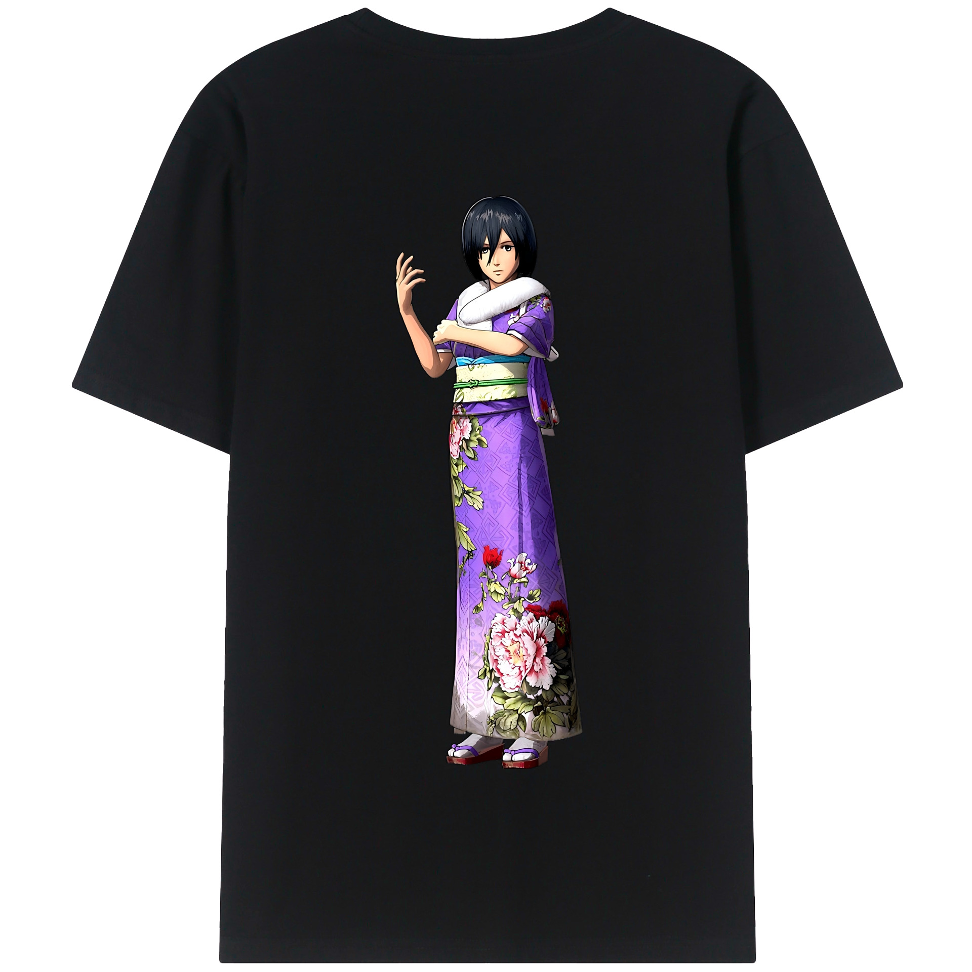 （画像用） 進撃の巨人 ミカサ·アッカーマン Attack on Titan Mikasa Ackerman 綿100％半袖Tシャツ（背面プリント）