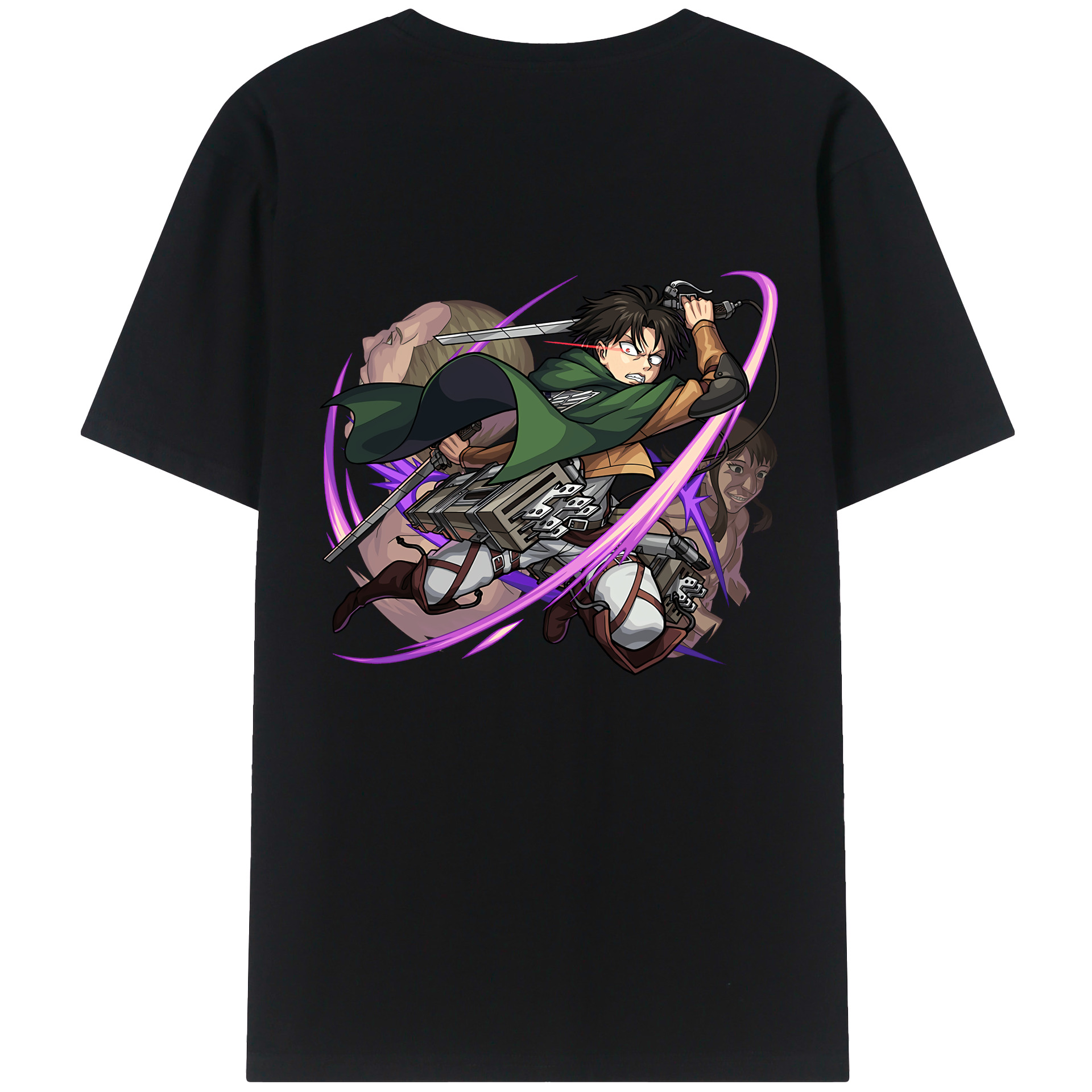 （画像用） 進撃の巨人 リヴァイ·アッカーマン Attack on Titan Levi Ackerman 綿100％半袖Tシャツ（背面プリント）