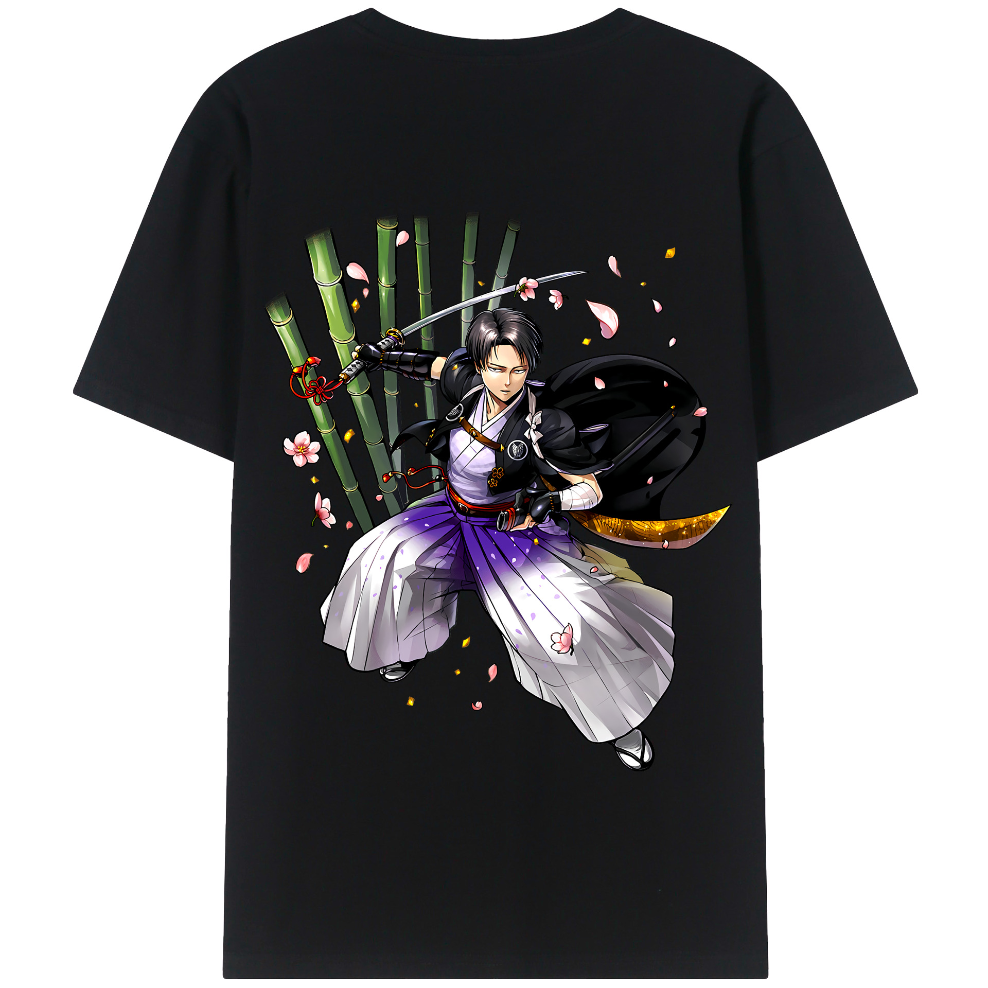 （画像用） 進撃の巨人 リヴァイ·アッカーマン Attack on Titan Levi Ackerman 綿100％半袖Tシャツ（背面プリント）