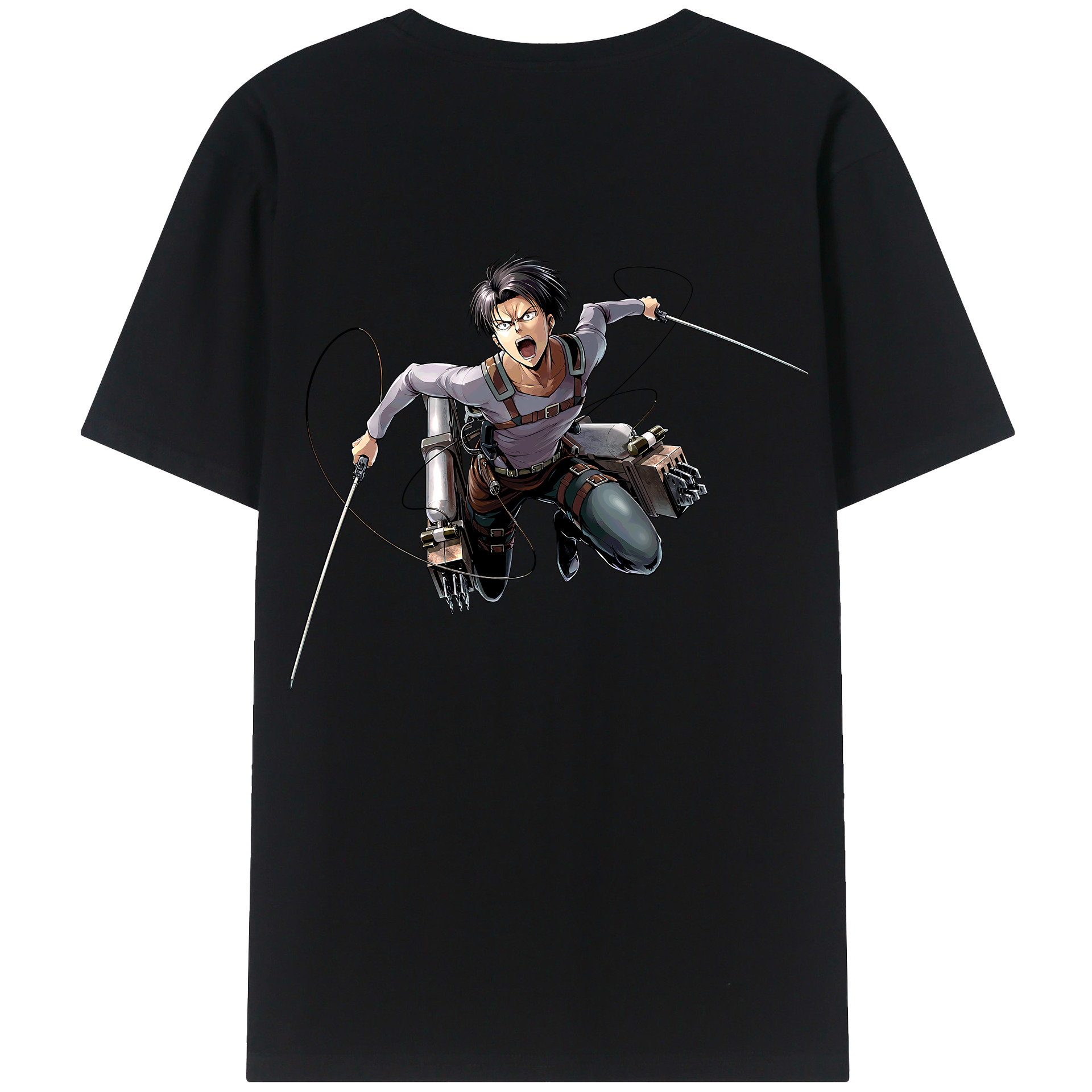 （画像用） 進撃の巨人 リヴァイ·アッカーマン Attack on Titan Levi Ackerman 綿100％半袖Tシャツ（背面プリント）