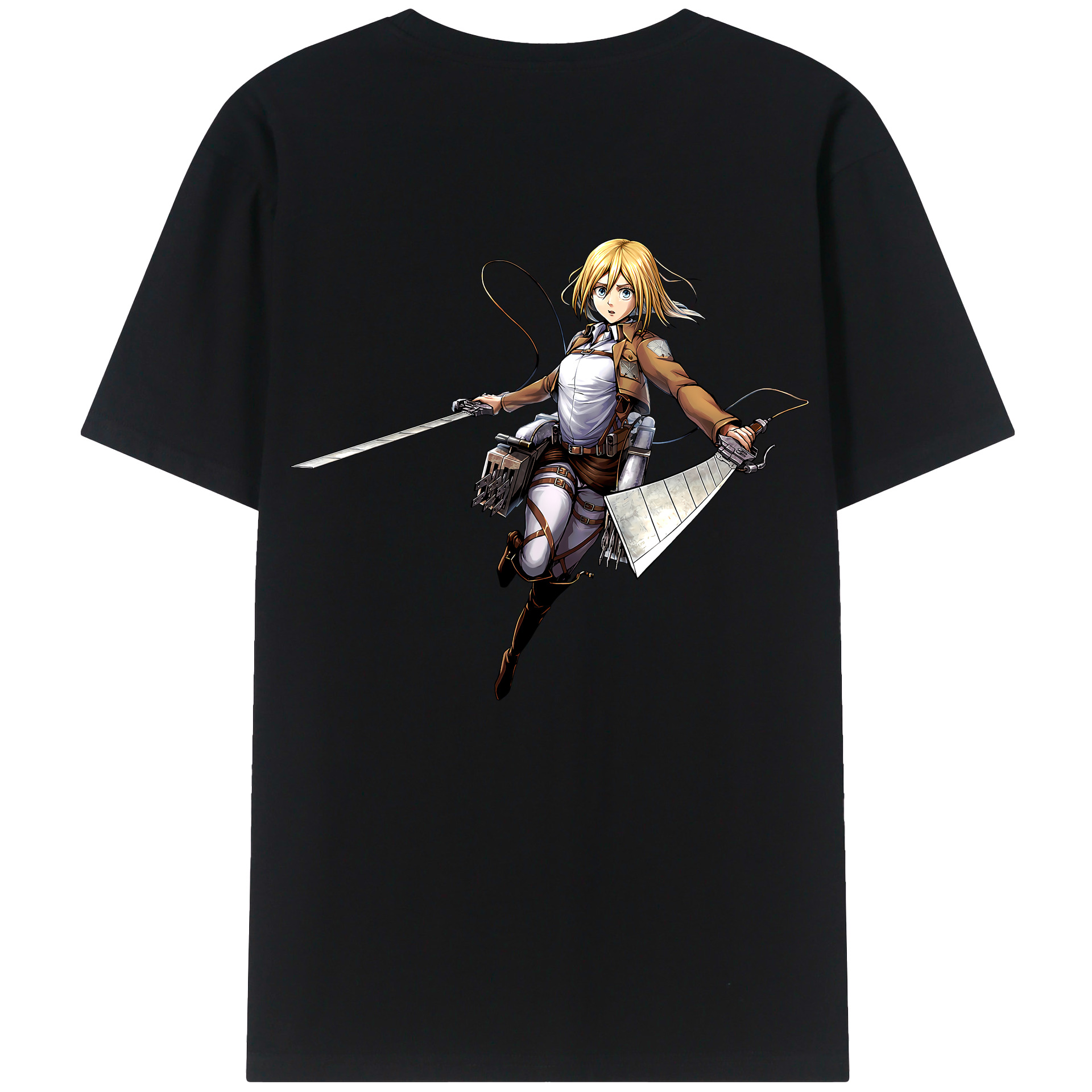 （画像用） 進撃の巨人 クリスタ·レンズ Attack on Titan Christa Lenz 綿100％半袖Tシャツ（背面プリント）