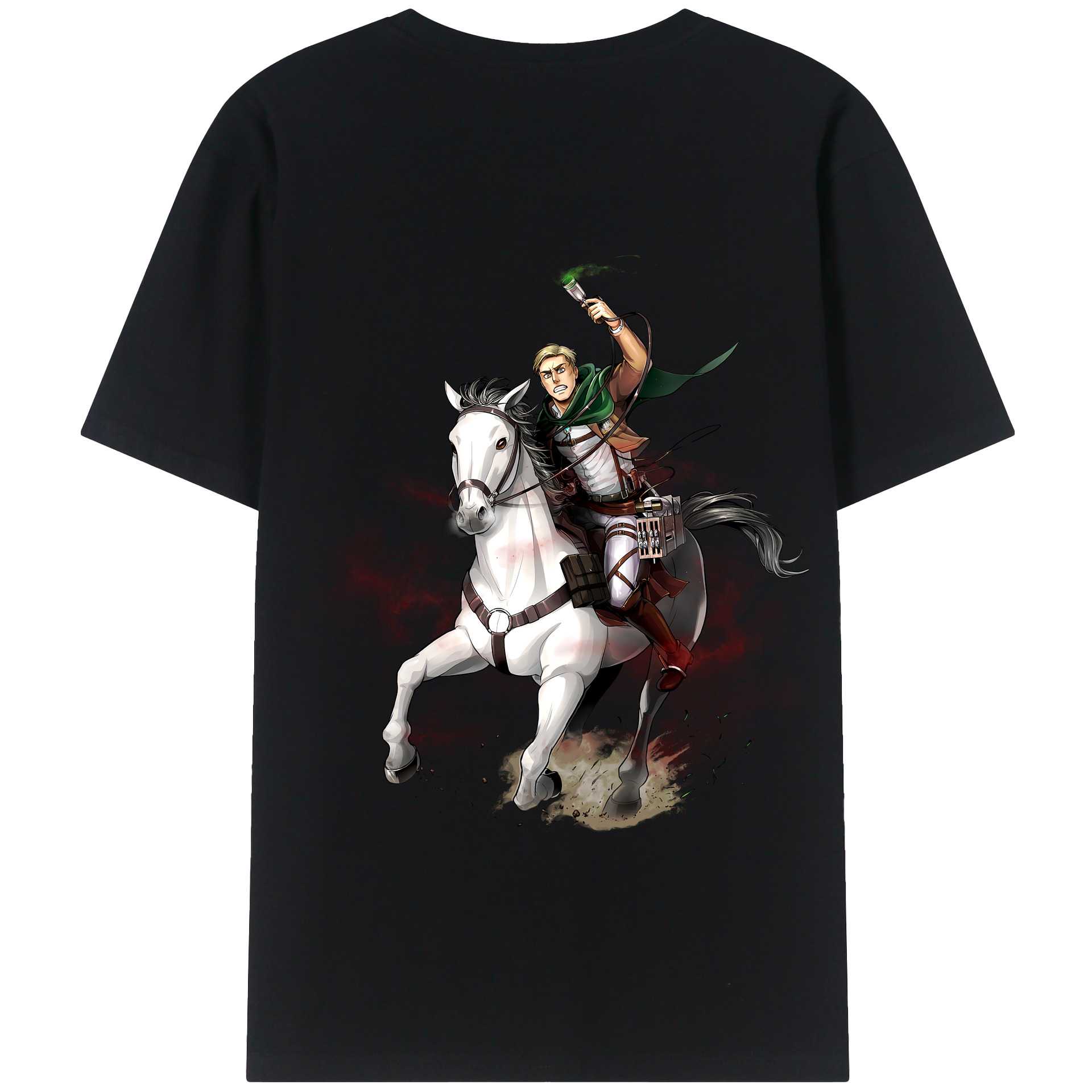 （画像用） 進撃の巨人 エルヴィン・スミス Attack on Titan Erwin Smith 綿100％半袖Tシャツ（背面プリント）