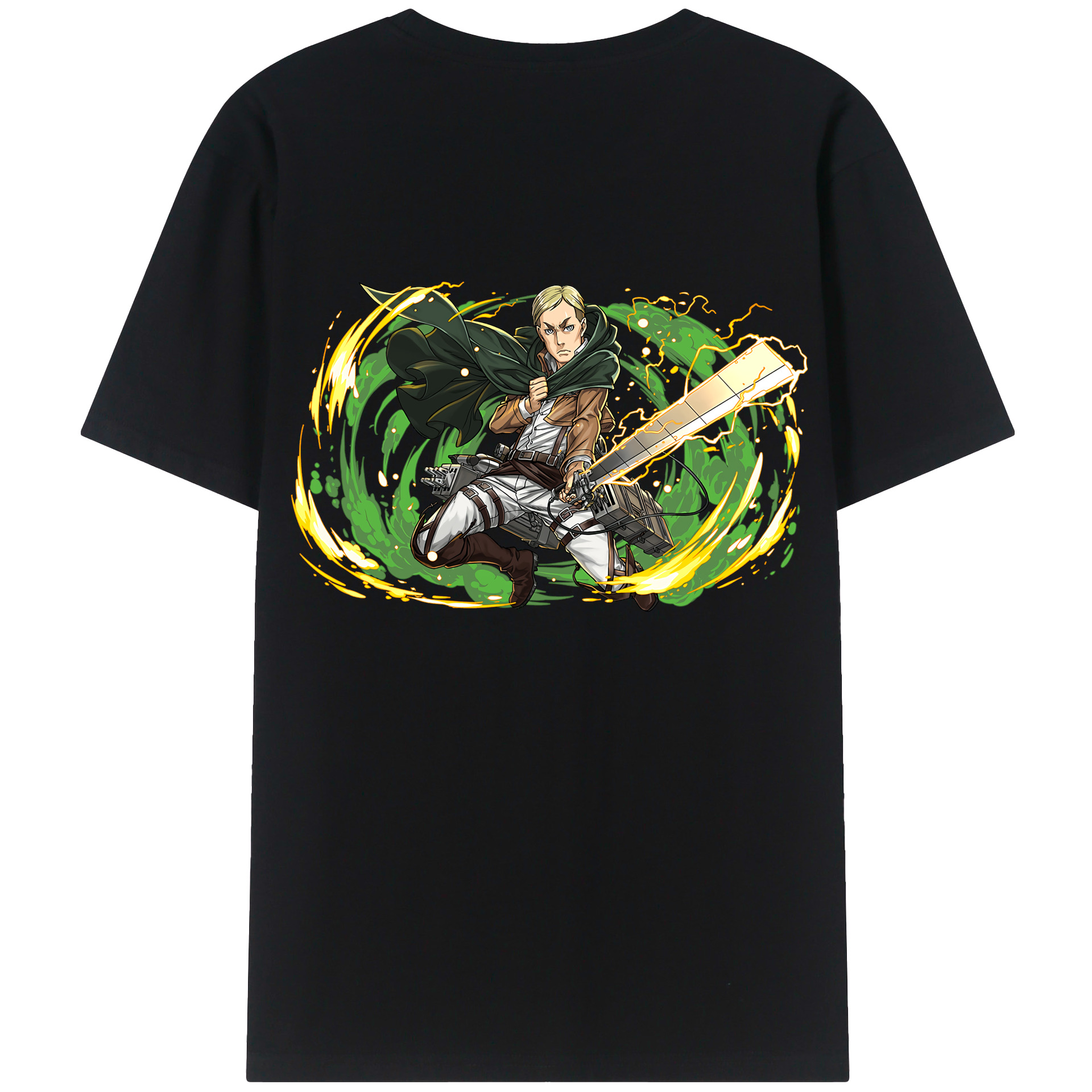 （画像用） 進撃の巨人 エルヴィン・スミス Attack on Titan Erwin Smith 綿100％半袖Tシャツ（背面プリント）