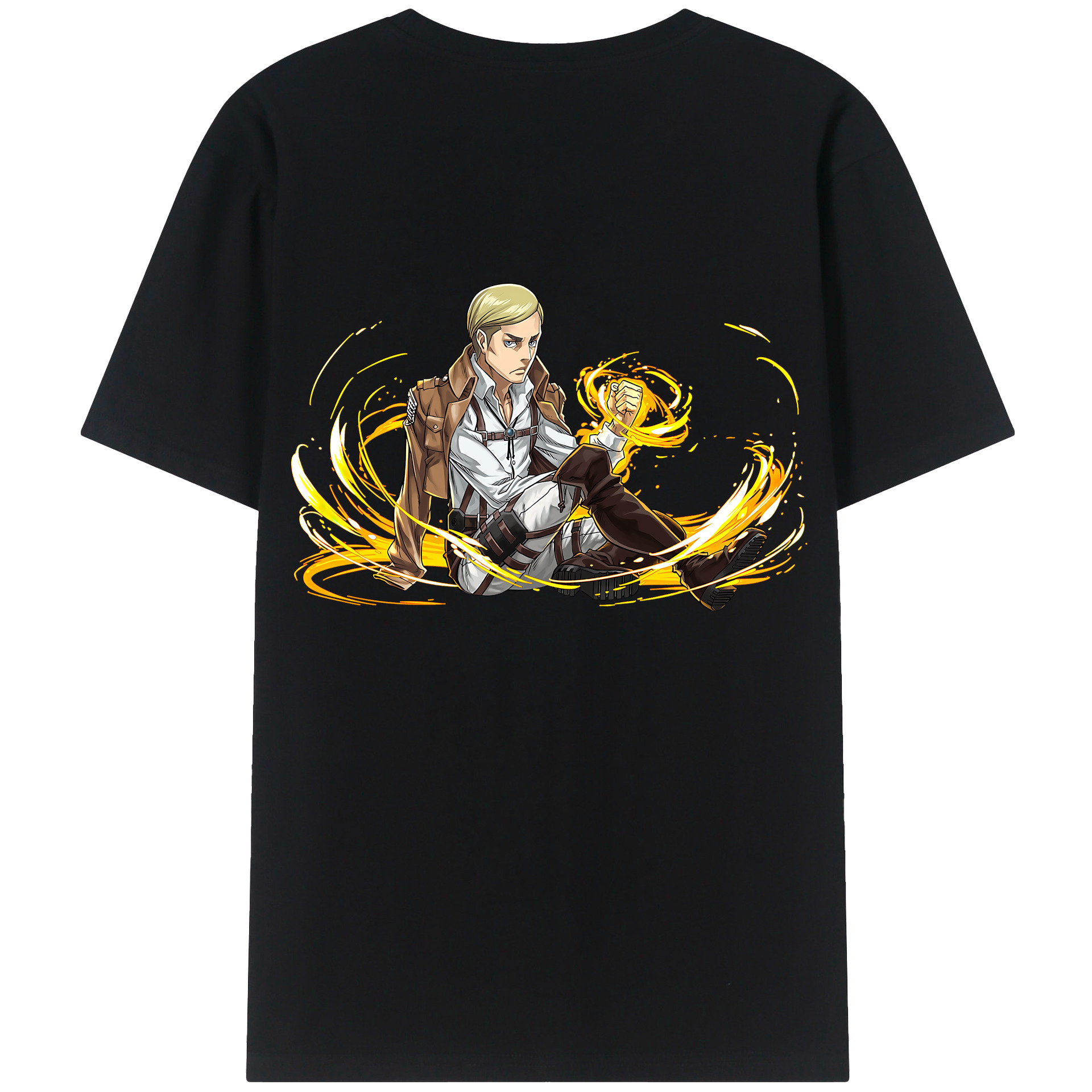 （画像用） 進撃の巨人 エルヴィン・スミス Attack on Titan Erwin Smith 綿100％半袖Tシャツ（背面プリント）