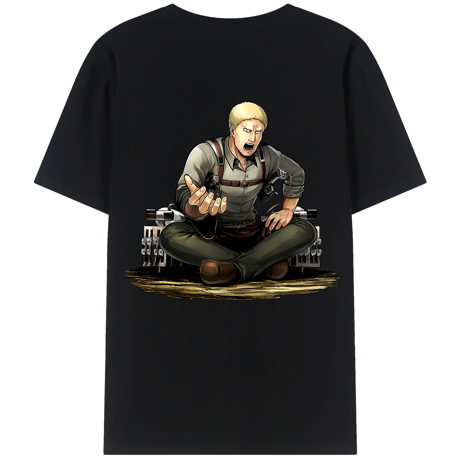 （画像用） 進撃の巨人 ライナー・ブラウン Attack on Titan Reiner Braun 綿100％半袖Tシャツ（背面プリント）