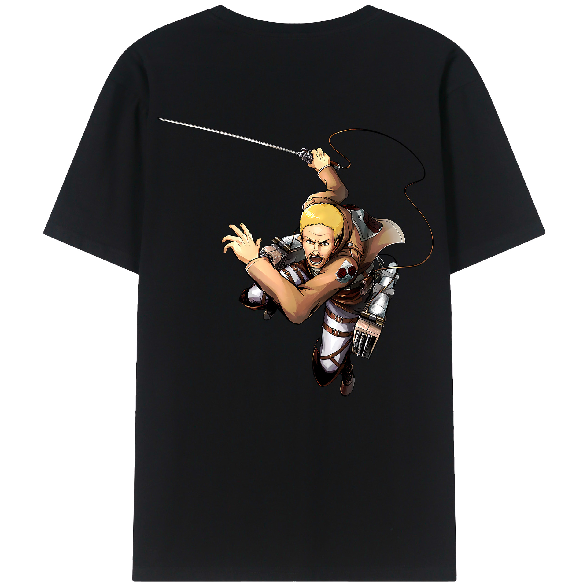 （画像用） 進撃の巨人 ハンネス Attack on Titan Hannes 綿100％半袖Tシャツ（背面プリント）