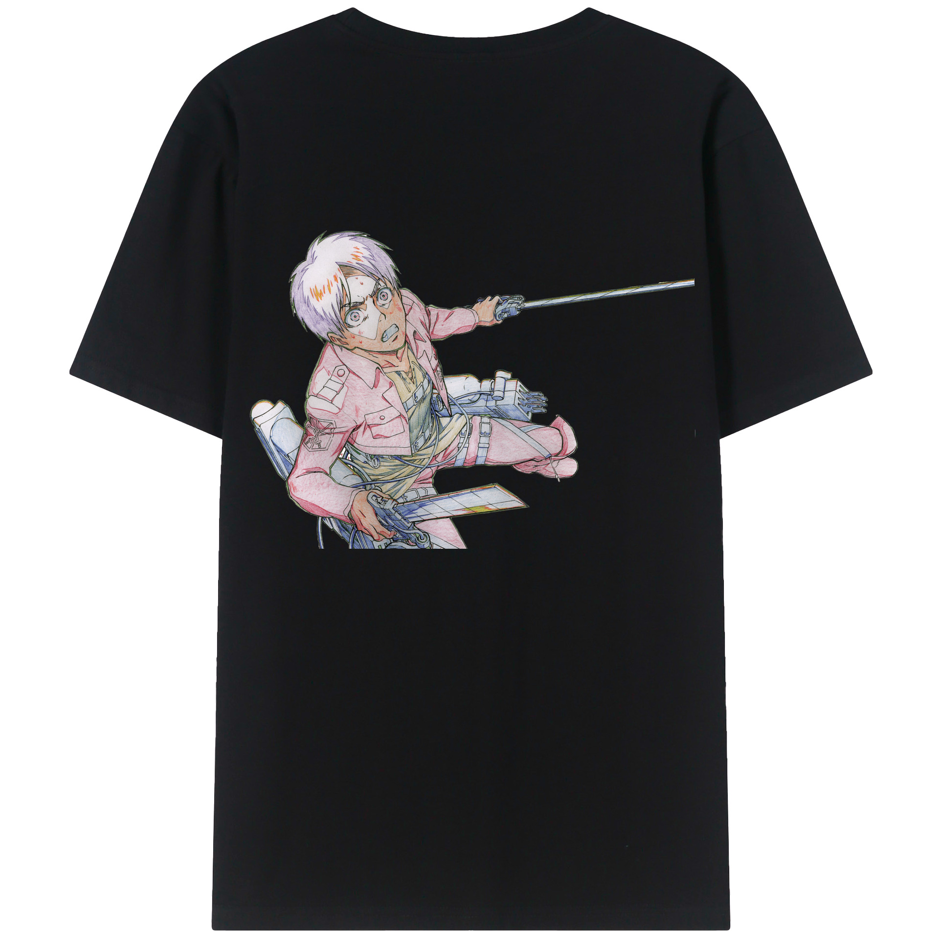 （画像用） 進撃の巨人 エレン･イェーガー Attack on Titan Eren Jäger 綿100％半袖Tシャツ（背面プリント）