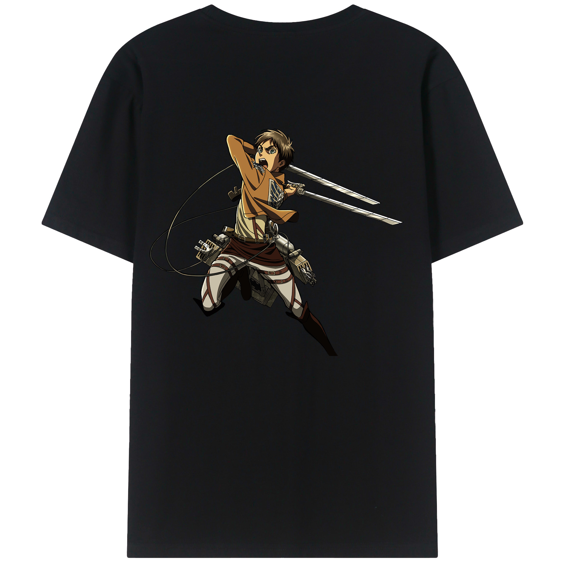 （画像用） 進撃の巨人 エレン･イェーガー Attack on Titan Eren Jäger 綿100％半袖Tシャツ（背面プリント）