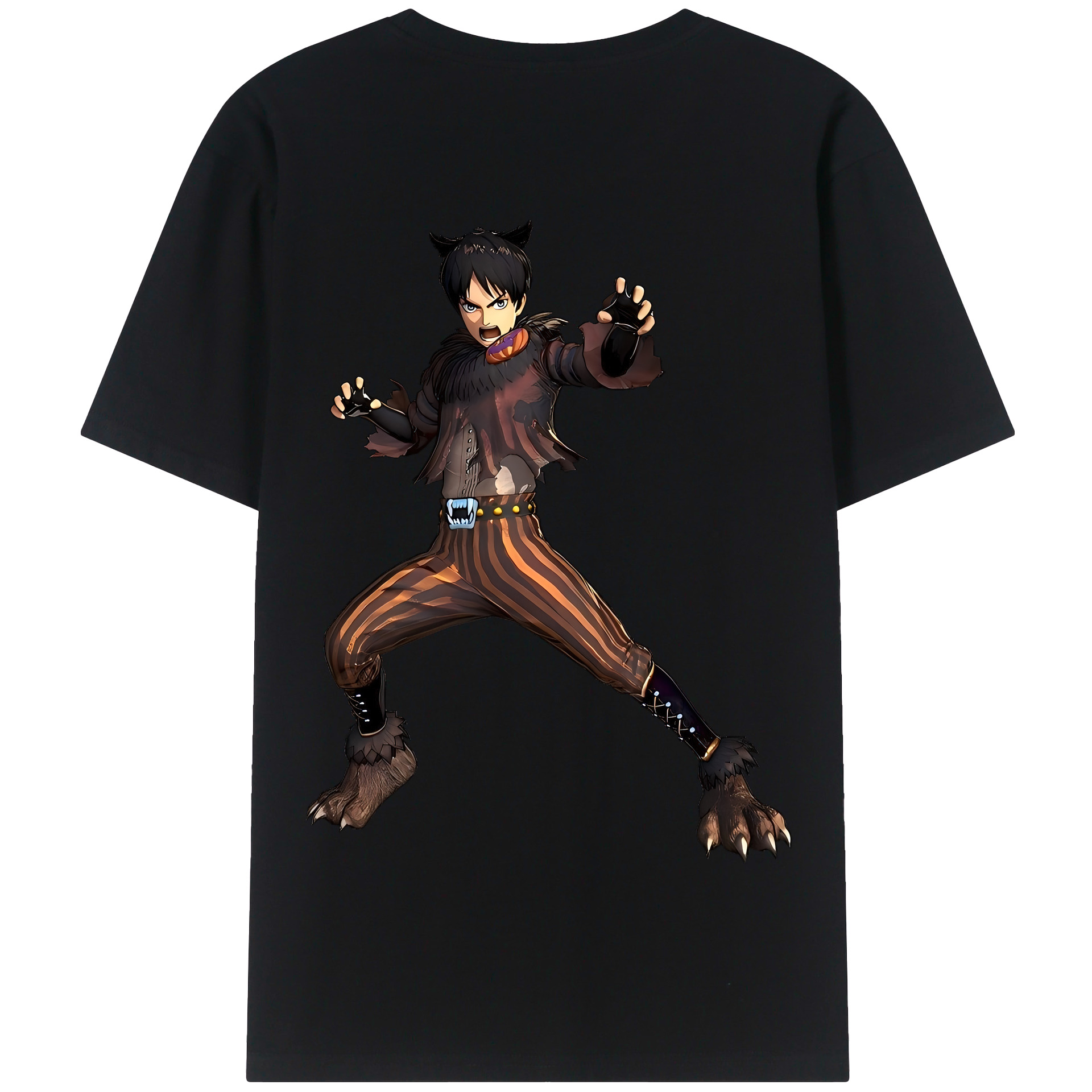 （画像用） 進撃の巨人 エレン･イェーガー Attack on Titan Eren Jäger 綿100％半袖Tシャツ（背面プリント）