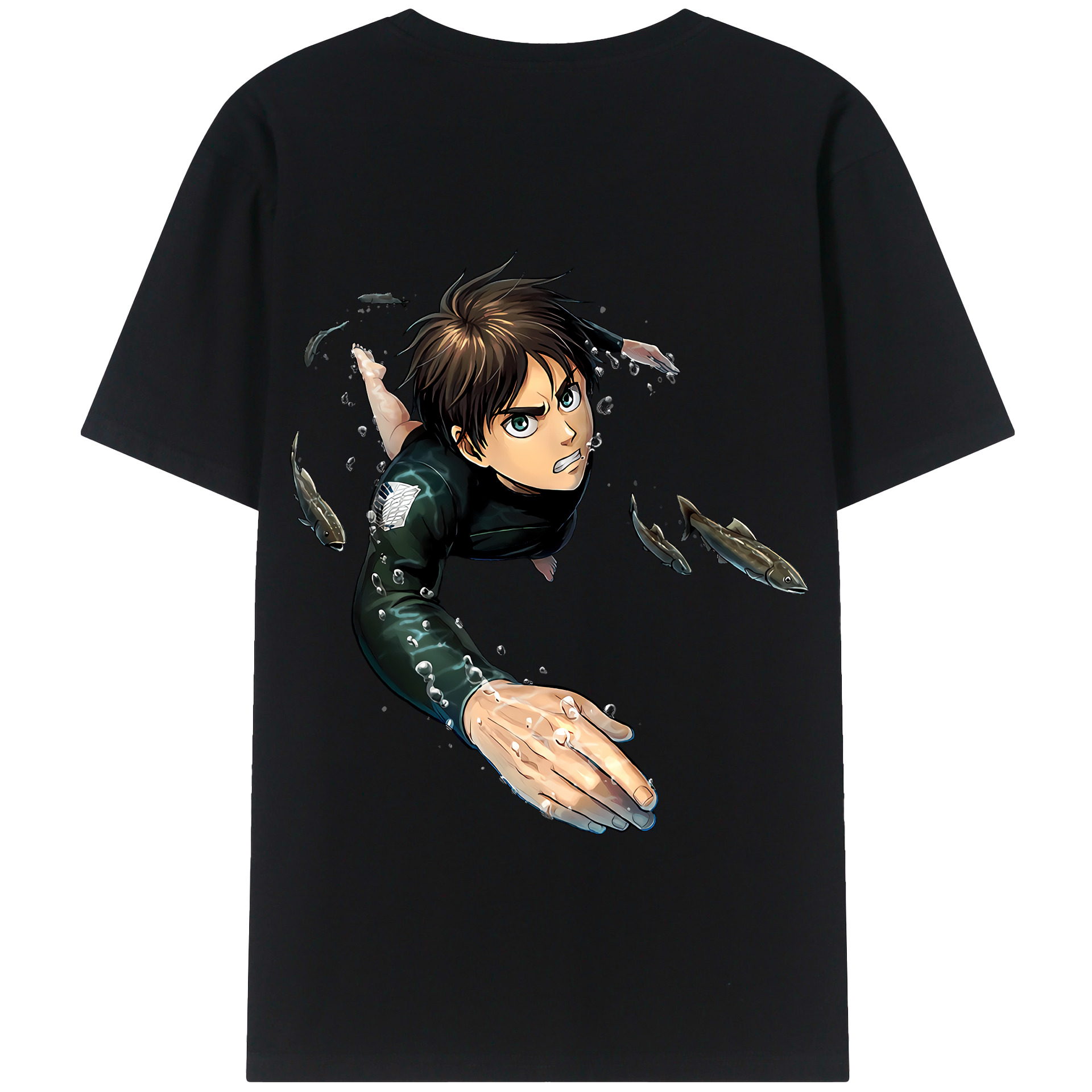 （画像用） 進撃の巨人 エレン･イェーガー Attack on Titan Eren Jäger 綿100％半袖Tシャツ（背面プリント）