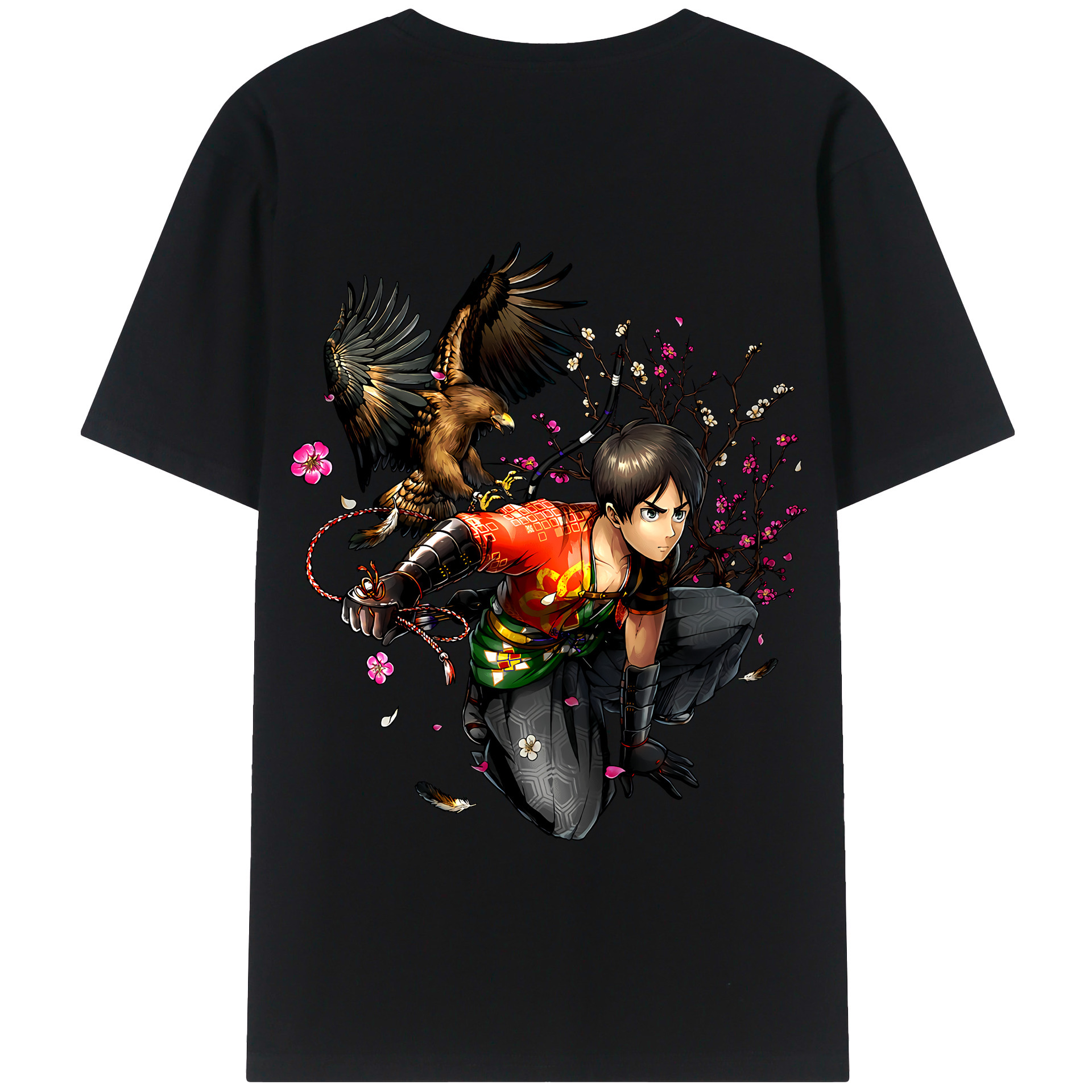 （画像用） 進撃の巨人 エレン･イェーガー Attack on Titan Eren Jäger 綿100％半袖Tシャツ（背面プリント）