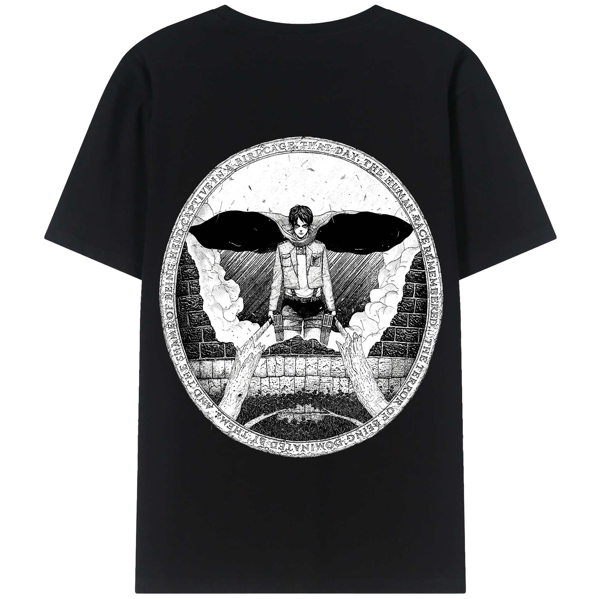 （画像用） 進撃の巨人 エレン･イェーガー Attack on Titan Eren Jäger 綿100％半袖Tシャツ（背面プリント）
