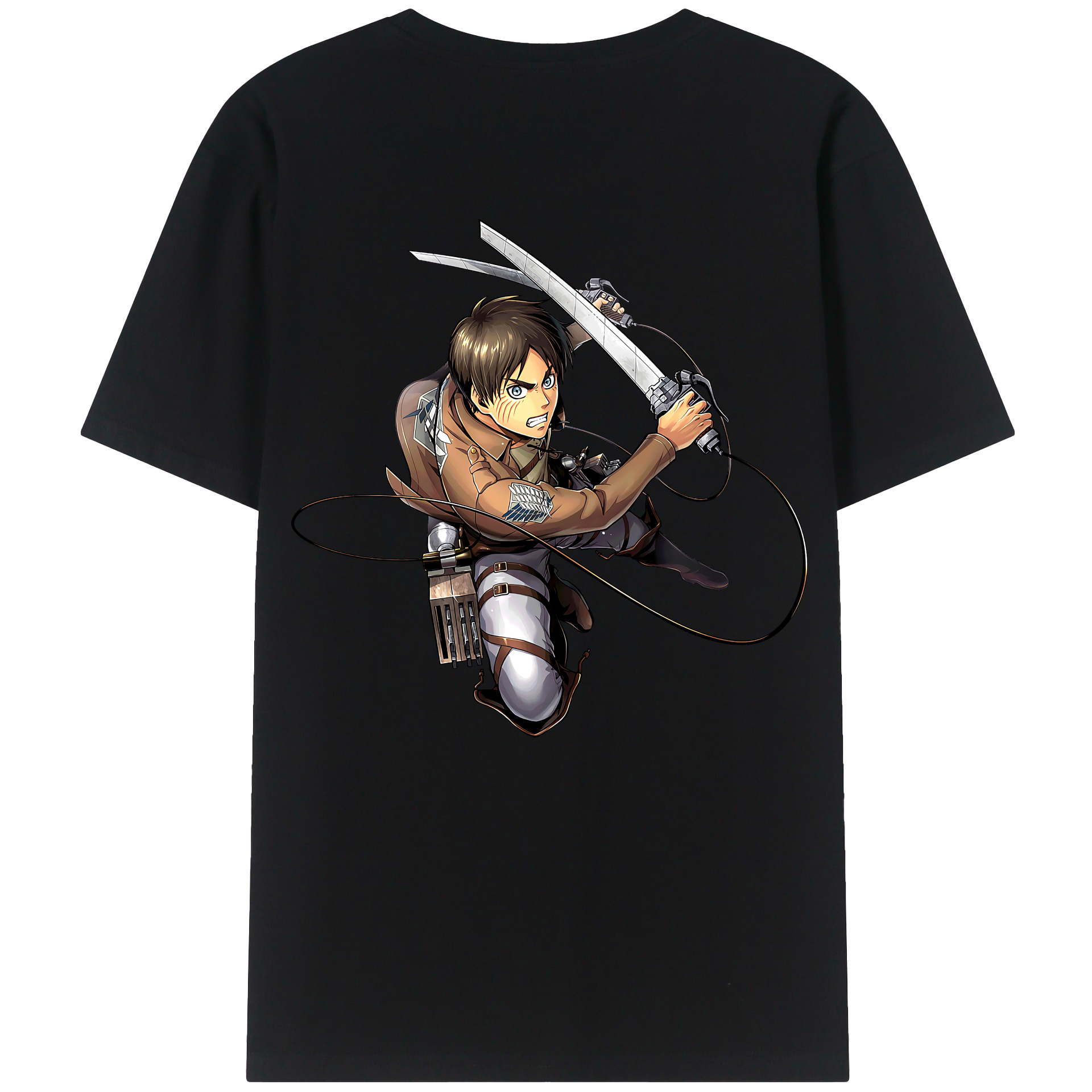 （画像用） 進撃の巨人 エレン･イェーガー Attack on Titan Eren Jäger 綿100％半袖Tシャツ（背面プリント）