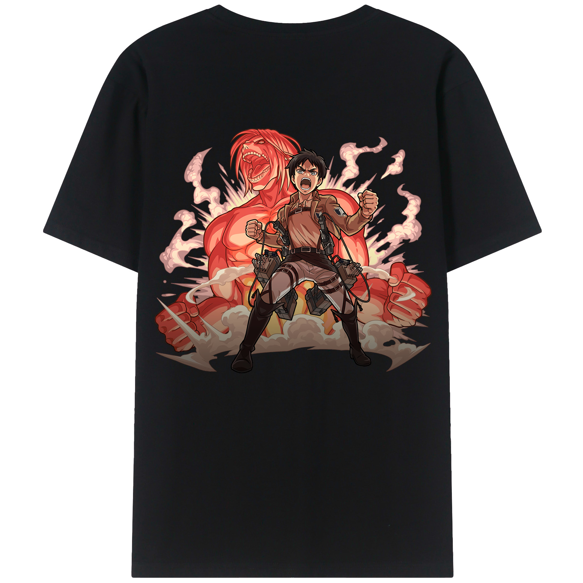 （画像用） 進撃の巨人 エレン･イェーガー Attack on Titan Eren Jäger 綿100％半袖Tシャツ（背面プリント）