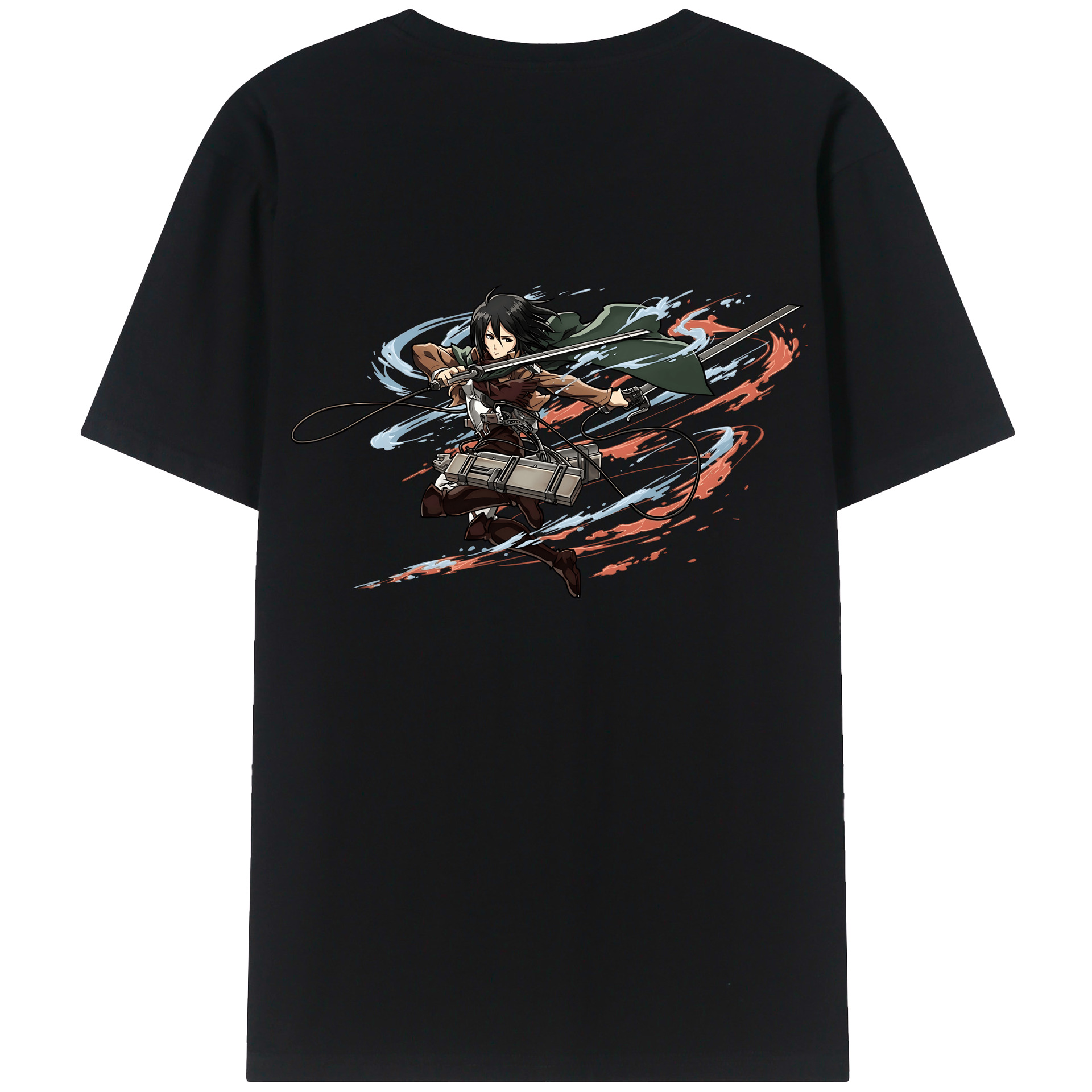 （画像用） 進撃の巨人 ミカサ·アッカーマン Attack on Titan Mikasa Ackerman 綿100％半袖Tシャツ（背面プリント）