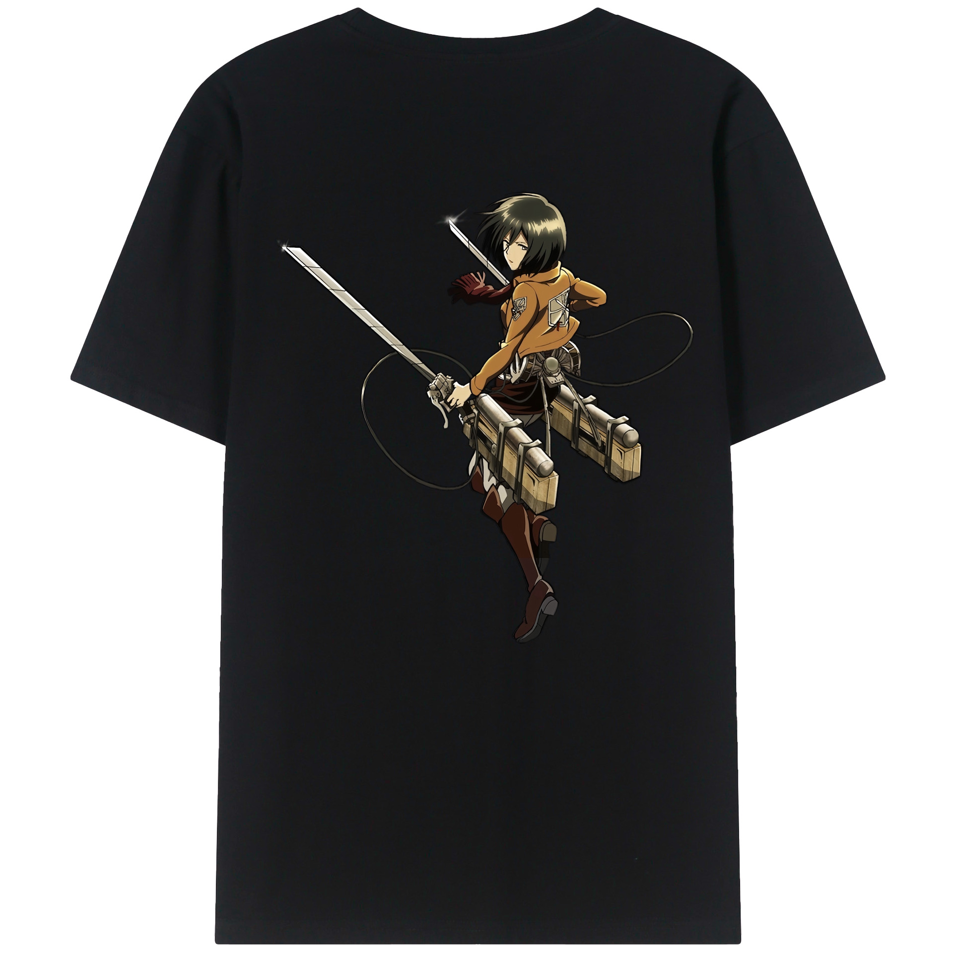 （画像用） 進撃の巨人 ミカサ·アッカーマン Attack on Titan Mikasa Ackerman 綿100％半袖Tシャツ（背面プリント）