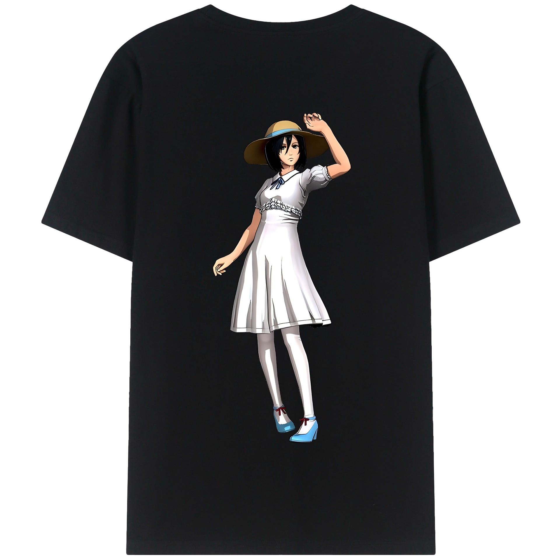 （画像用） 進撃の巨人 ミカサ·アッカーマン Attack on Titan Mikasa Ackerman 綿100％半袖Tシャツ（背面プリント）