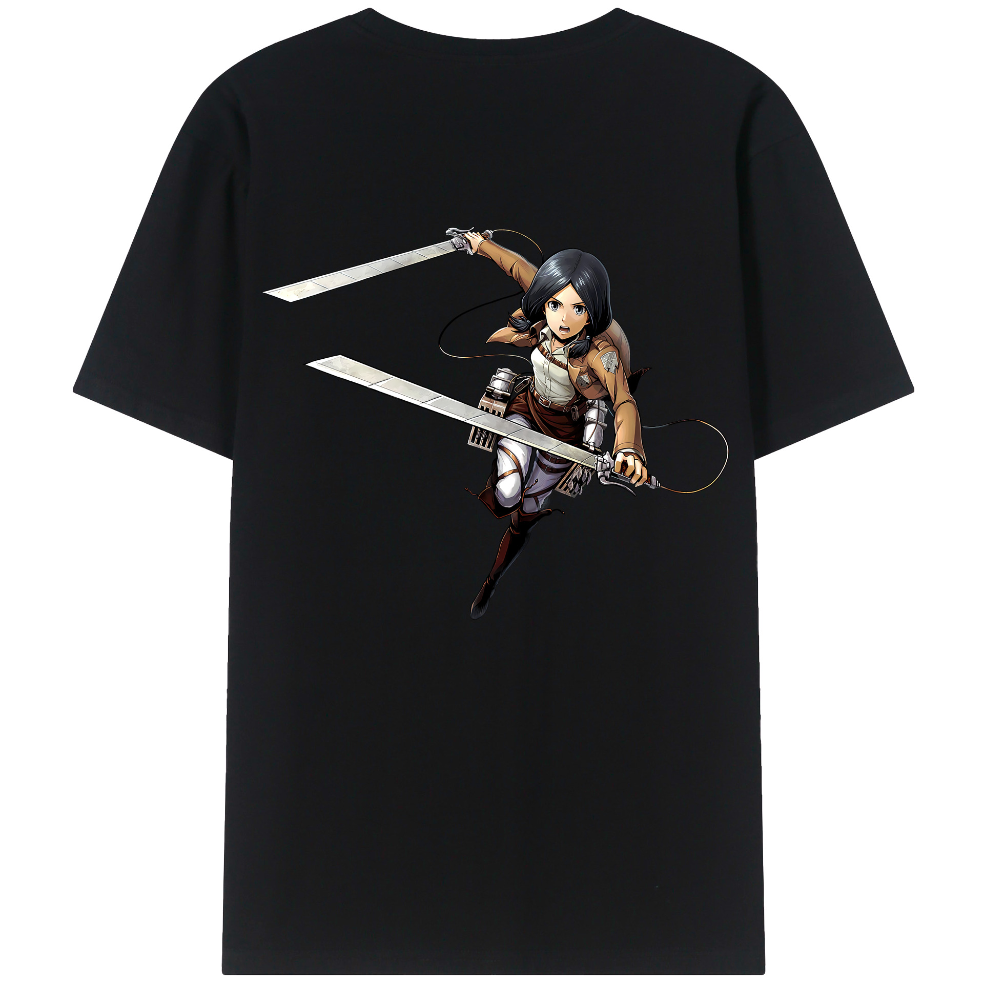 （画像用） 進撃の巨人 ミカサ·アッカーマン Attack on Titan Mikasa Ackerman 綿100％半袖Tシャツ（背面プリント）