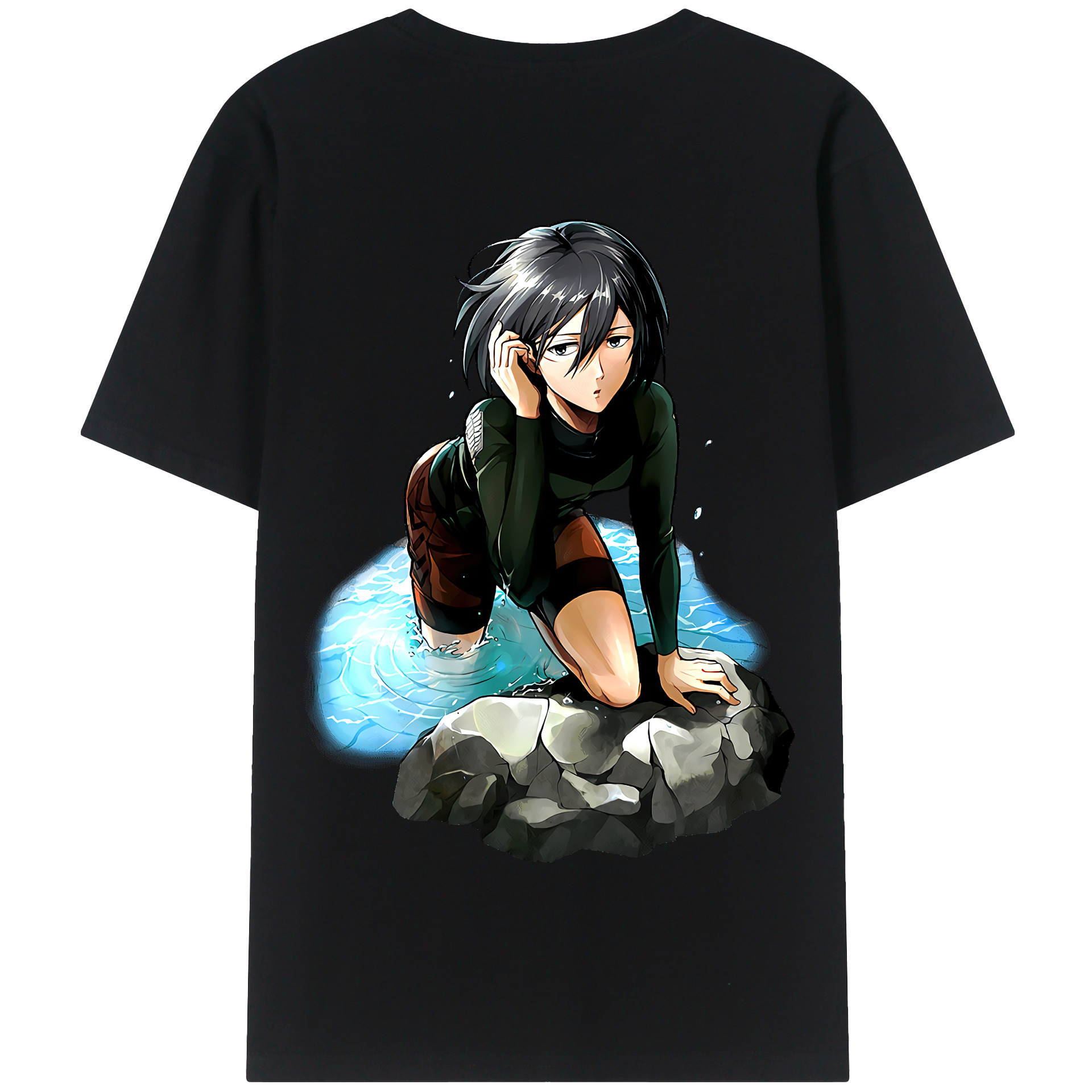 （画像用） 進撃の巨人 ミカサ·アッカーマン Attack on Titan Mikasa Ackerman 綿100％半袖Tシャツ（背面プリント）