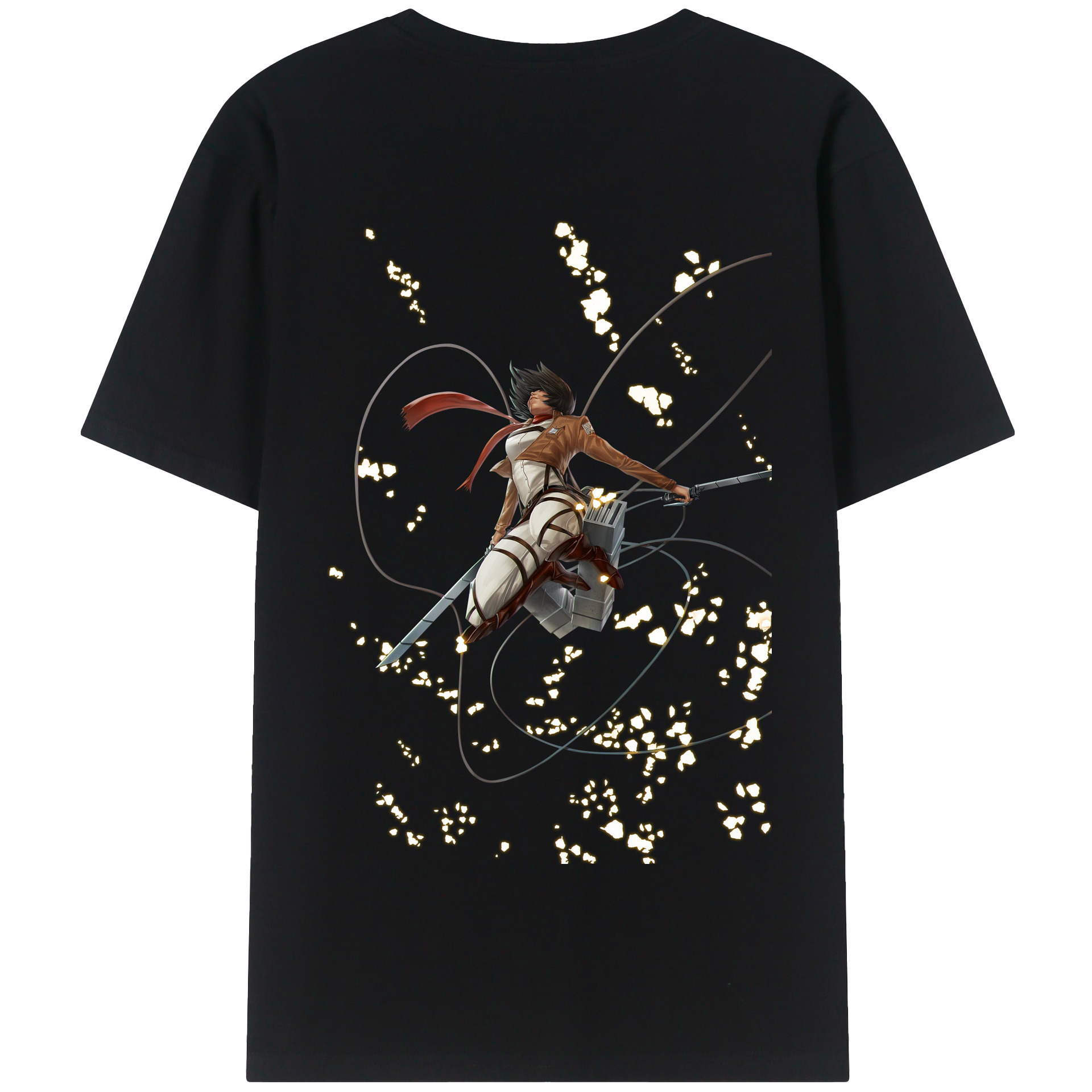 （画像用） 進撃の巨人 ミカサ·アッカーマン Attack on Titan Mikasa Ackerman 綿100％半袖Tシャツ（背面プリント）