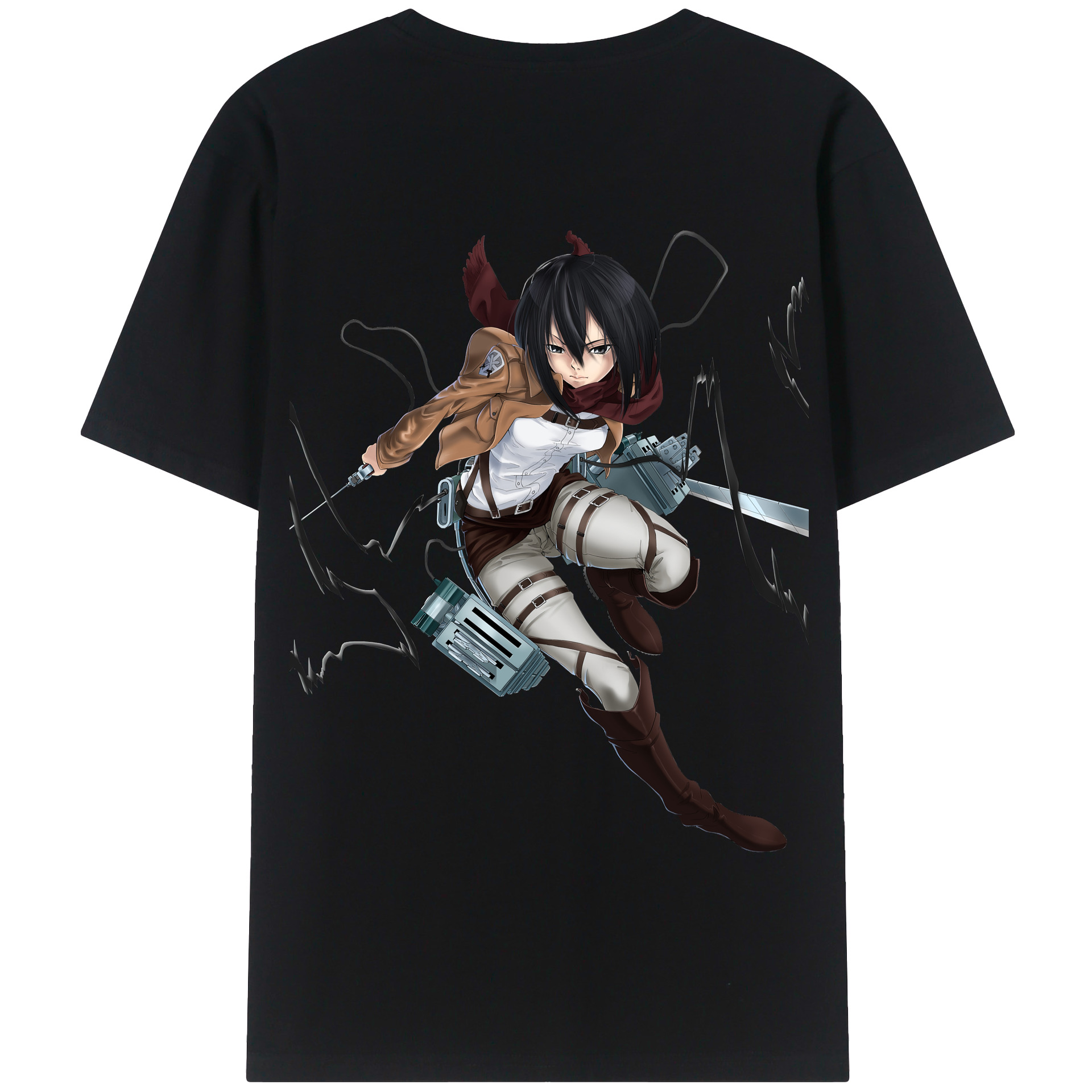 （画像用） 進撃の巨人 ミカサ·アッカーマン Attack on Titan Mikasa Ackerman 綿100％半袖Tシャツ（背面プリント）