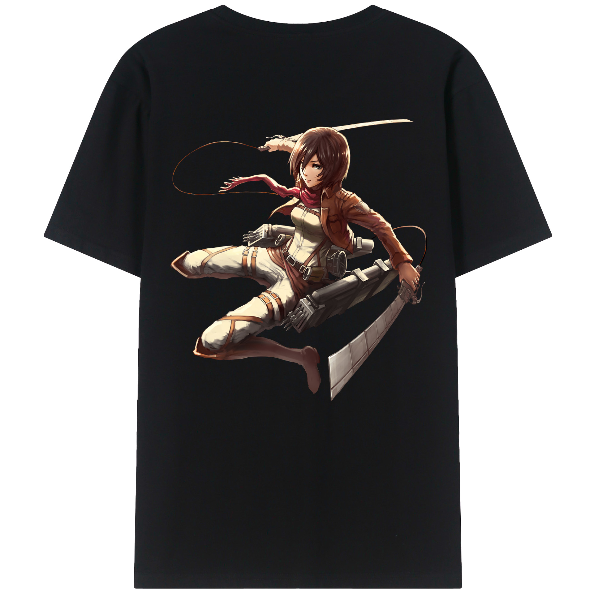 （画像用） 進撃の巨人 ミカサ·アッカーマン Attack on Titan Mikasa Ackerman 綿100％半袖Tシャツ（背面プリント）