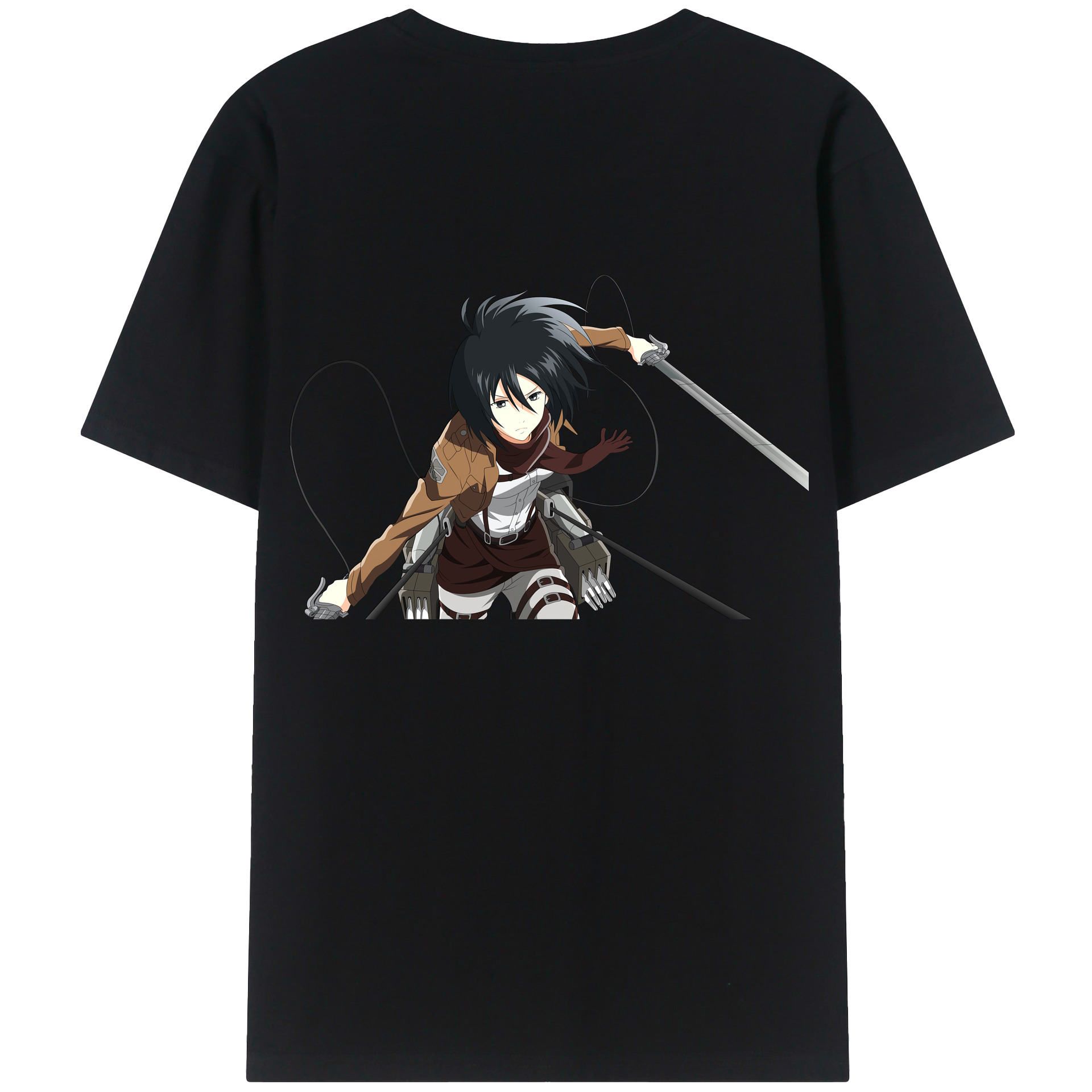 （画像用） 進撃の巨人 ミカサ·アッカーマン Attack on Titan Mikasa Ackerman 綿100％半袖Tシャツ（背面プリント）