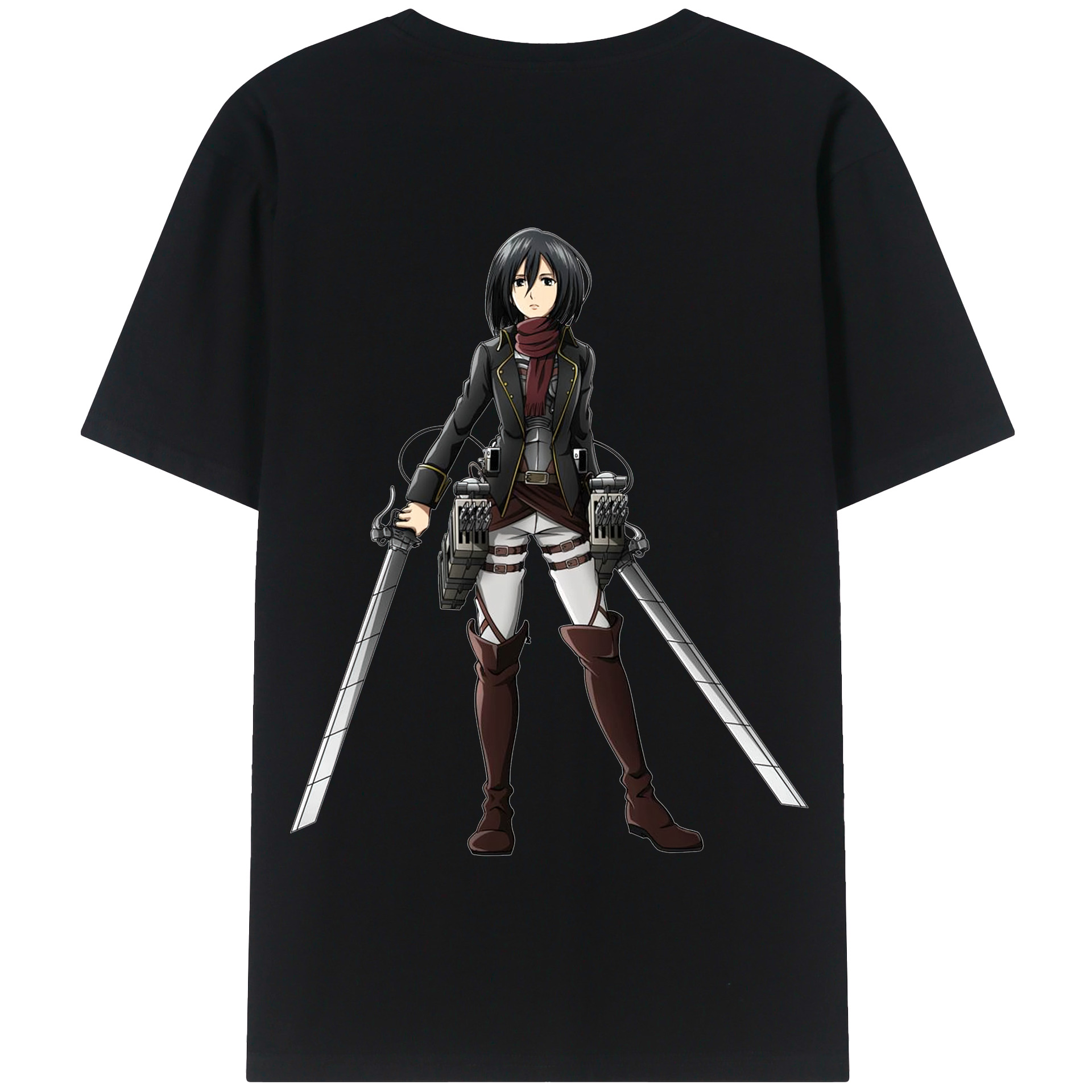 （画像用） 進撃の巨人 ミカサ·アッカーマン Attack on Titan Mikasa Ackerman 綿100％半袖Tシャツ（背面プリント）