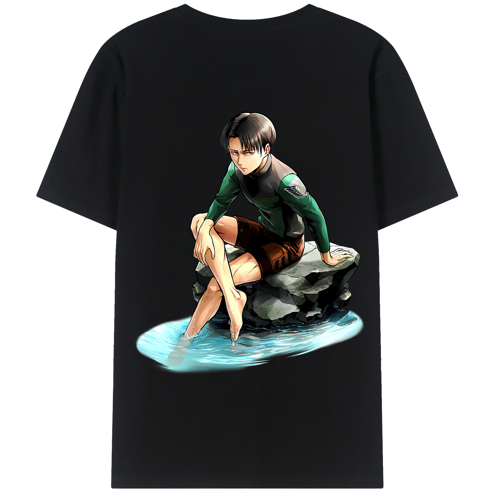 （画像用） 進撃の巨人 リヴァイ·アッカーマン Attack on Titan Levi Ackerman 綿100％半袖Tシャツ（背面プリント）