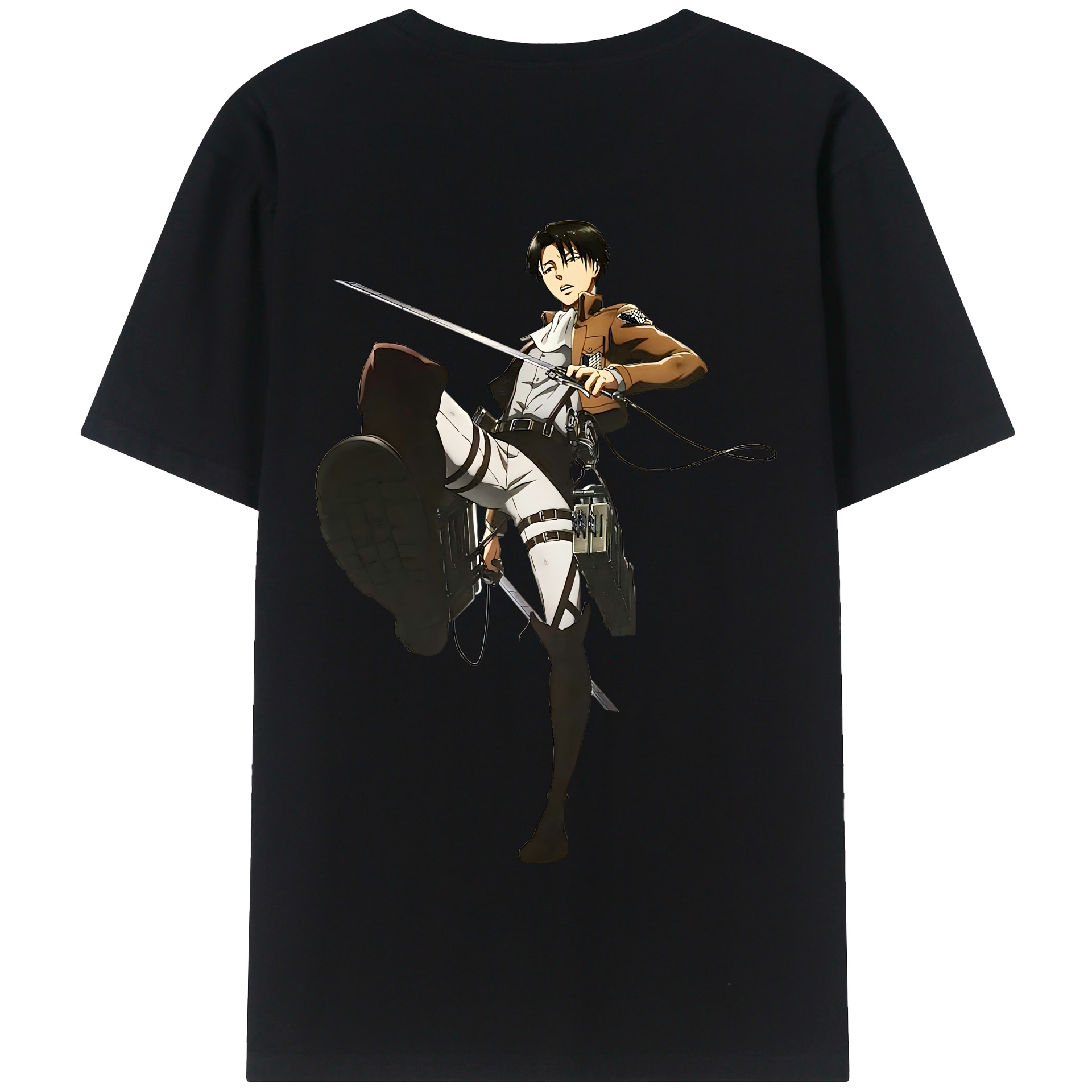 （画像用） 進撃の巨人 リヴァイ·アッカーマン Attack on Titan Levi Ackerman 綿100％半袖Tシャツ（背面プリント）