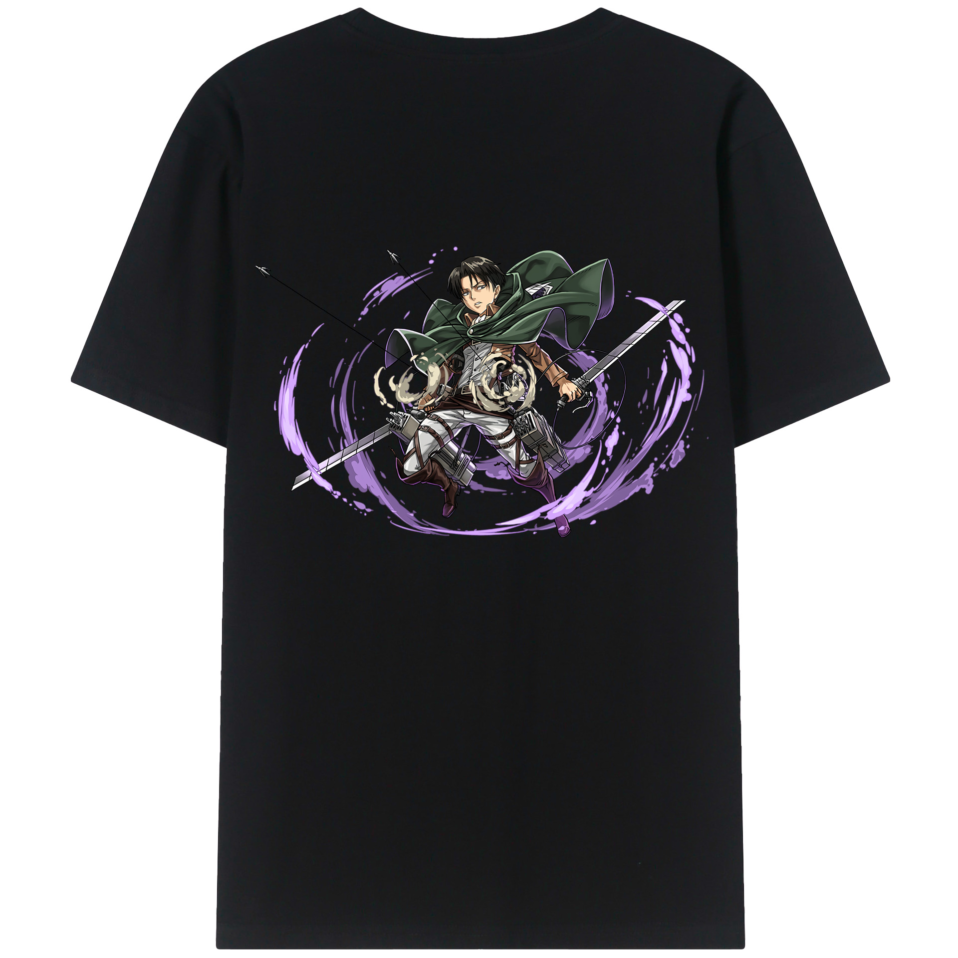 （画像用） 進撃の巨人 リヴァイ·アッカーマン Attack on Titan Levi Ackerman 綿100％半袖Tシャツ（背面プリント）