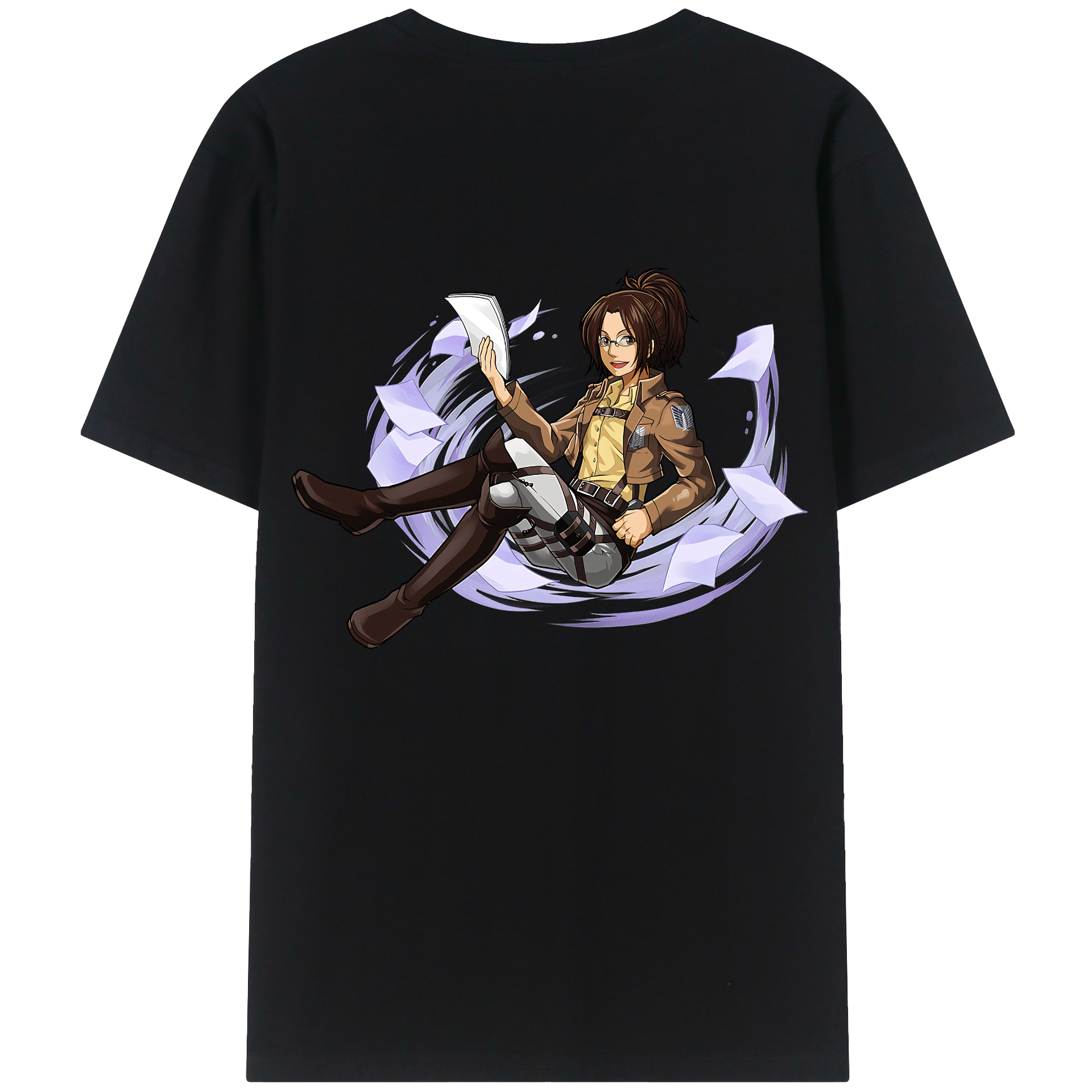 （画像用） 進撃の巨人 ハンジ·ゾエ Attack on Titan Hanji Zoe 綿100％半袖Tシャツ（背面プリント）