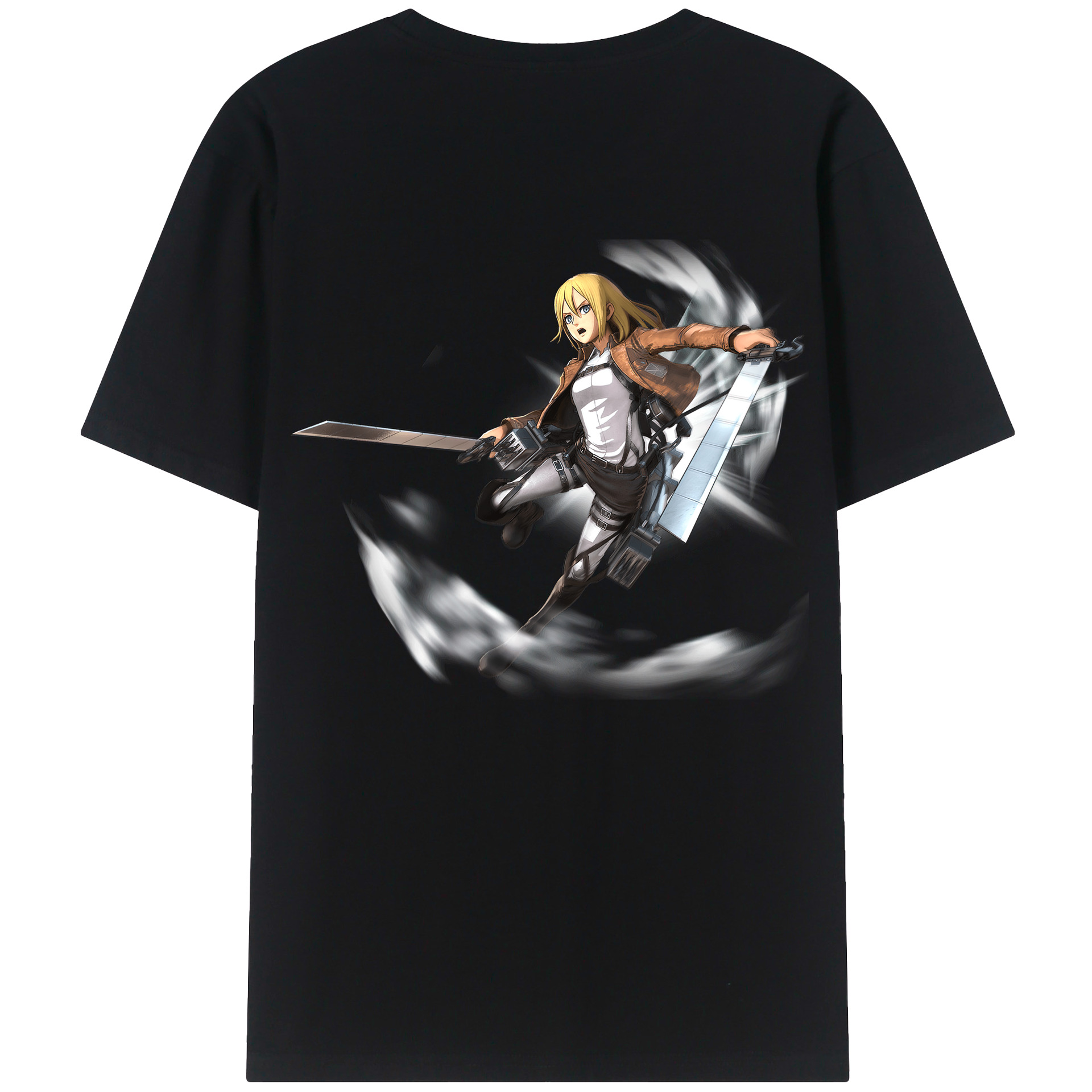 （画像用） 進撃の巨人 クリスタ·レンズ Attack on Titan Christa Lenz 綿100％半袖Tシャツ（背面プリント）