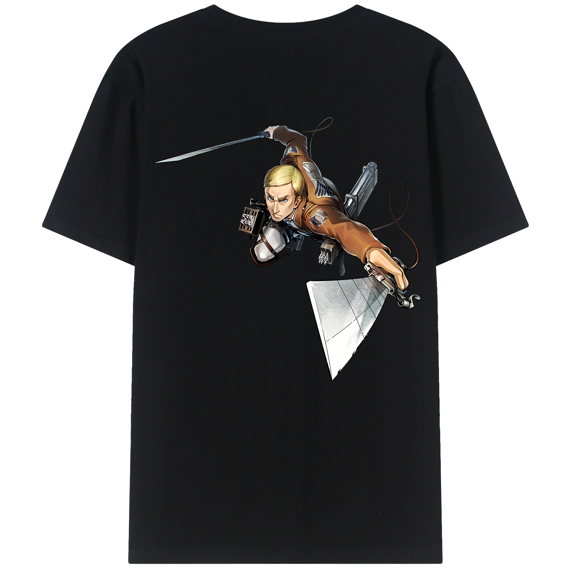 （画像用） 進撃の巨人 エルヴィン・スミス Attack on Titan Erwin Smith 綿100％半袖Tシャツ（背面プリント）