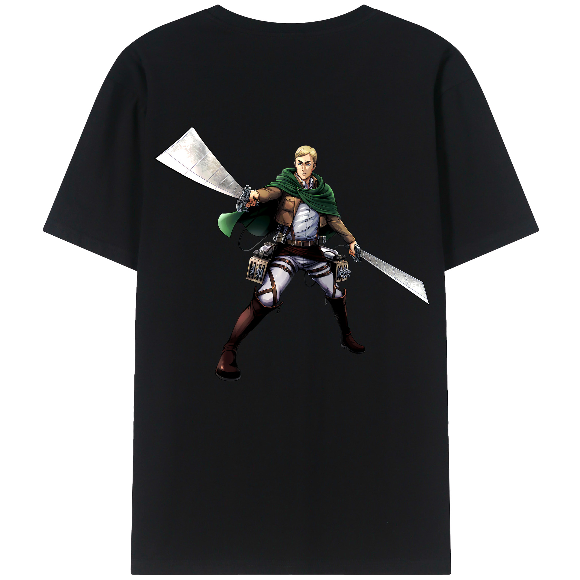 （画像用） 進撃の巨人 エルヴィン・スミス Attack on Titan Erwin Smith 綿100％半袖Tシャツ（背面プリント）