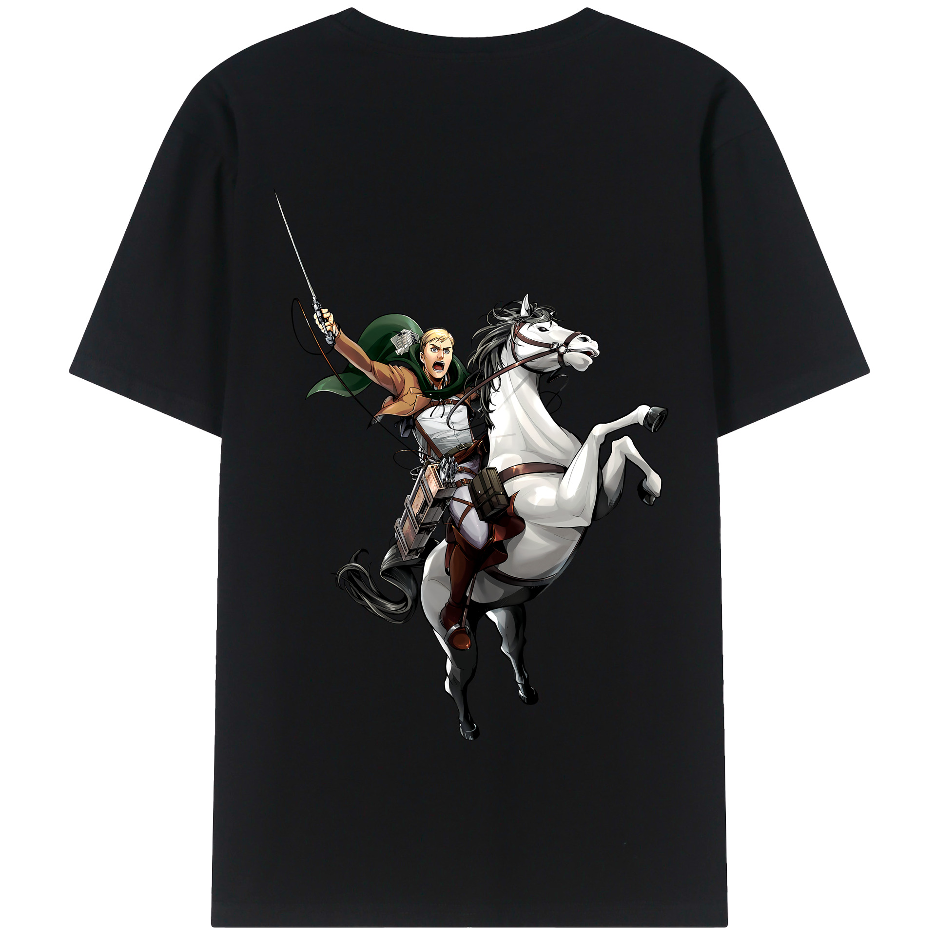（画像用） 進撃の巨人 エルヴィン・スミス Attack on Titan Erwin Smith 綿100％半袖Tシャツ（背面プリント）