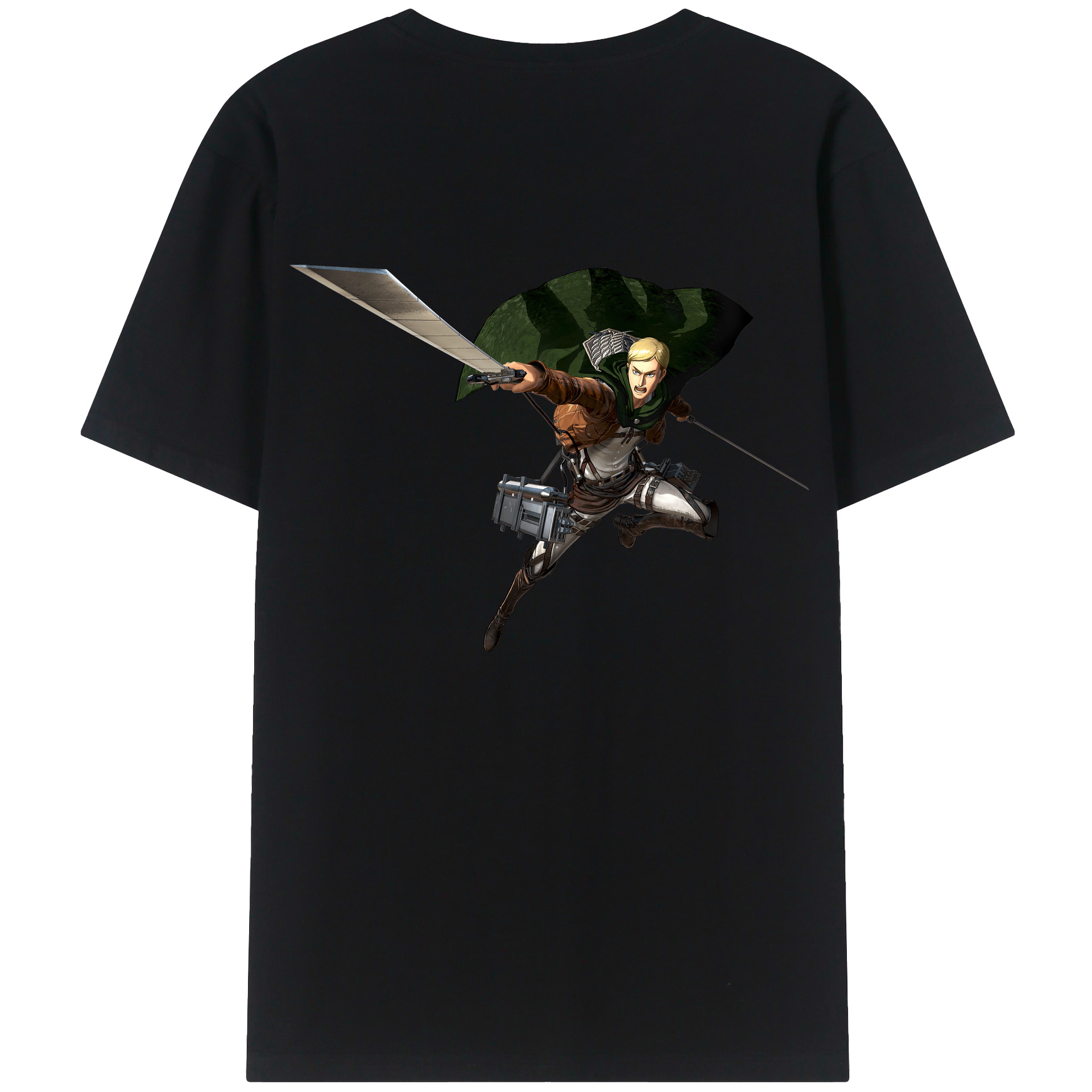 （画像用） 進撃の巨人 エルヴィン・スミス Attack on Titan Erwin Smith 綿100％半袖Tシャツ（背面プリント）