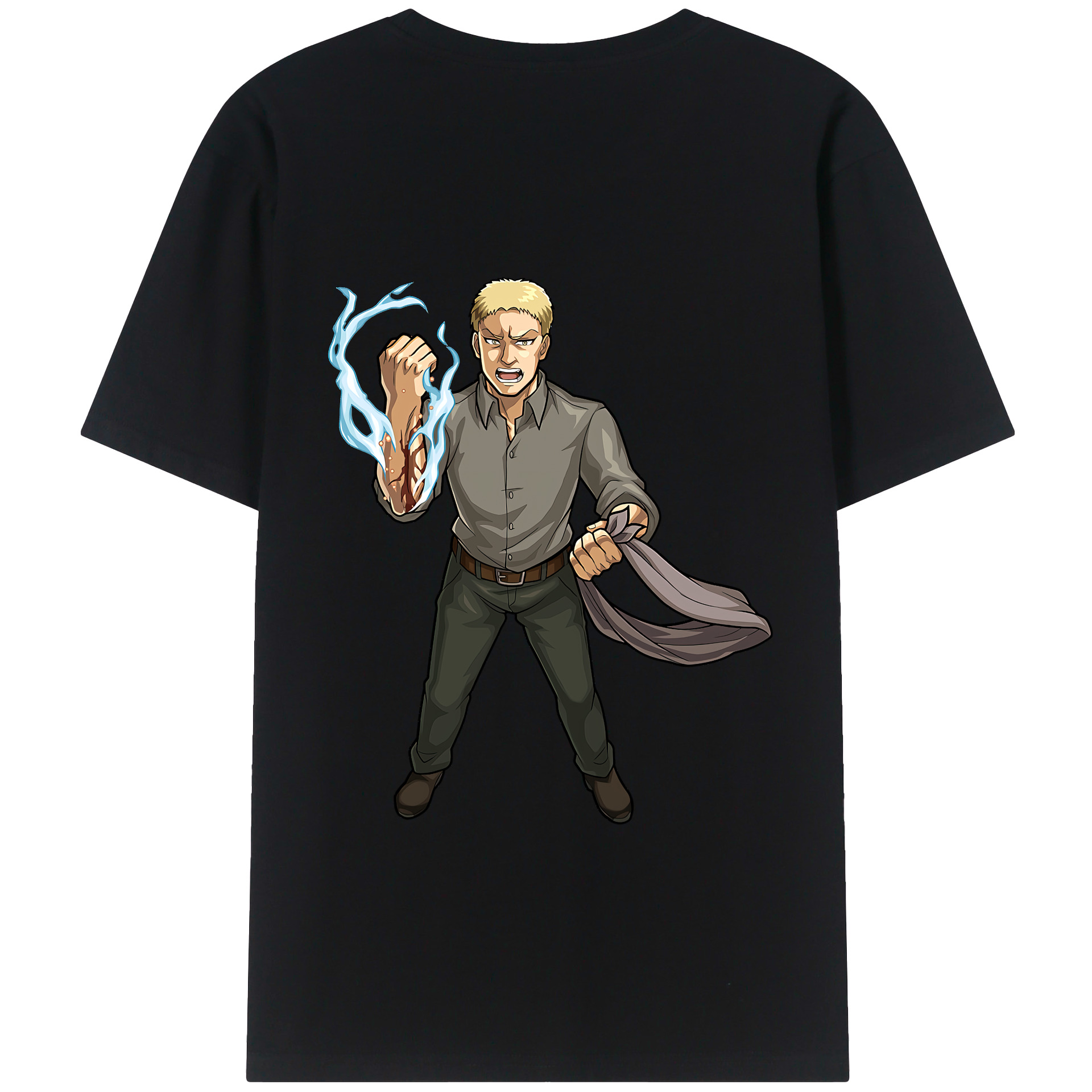 （画像用） 進撃の巨人 ライナー・ブラウン Attack on Titan Reiner Braun 綿100％半袖Tシャツ（背面プリント）