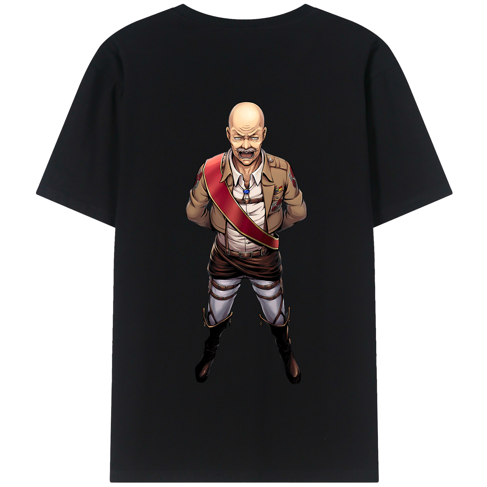 （画像用） 進撃の巨人 ドット·ピクシス Attack on Titan Dot Pixis 綿100％半袖Tシャツ（背面プリント）