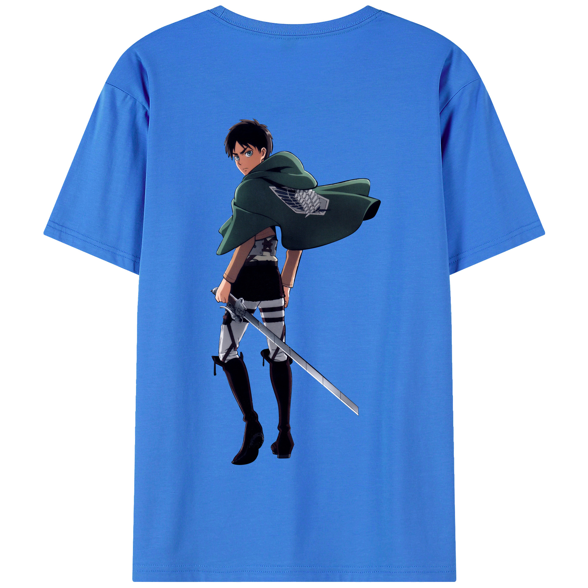 （画像用） 進撃の巨人 エレン･イェーガー Attack on Titan Eren Jäger 綿100％半袖Tシャツ（背面プリント）