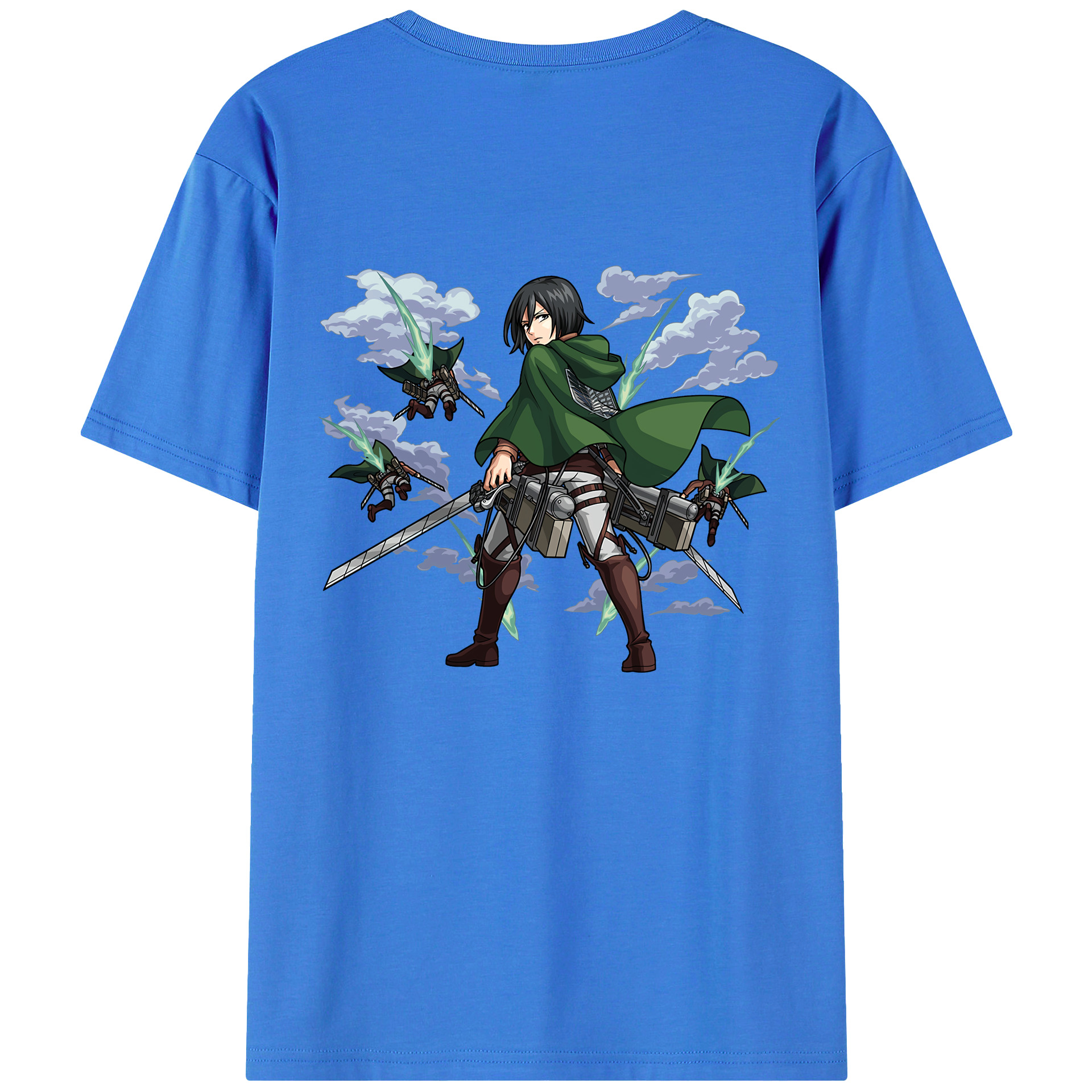 （画像用） 進撃の巨人 ミカサ·アッカーマン Attack on Titan Mikasa Ackerman 綿100％半袖Tシャツ（背面プリント）
