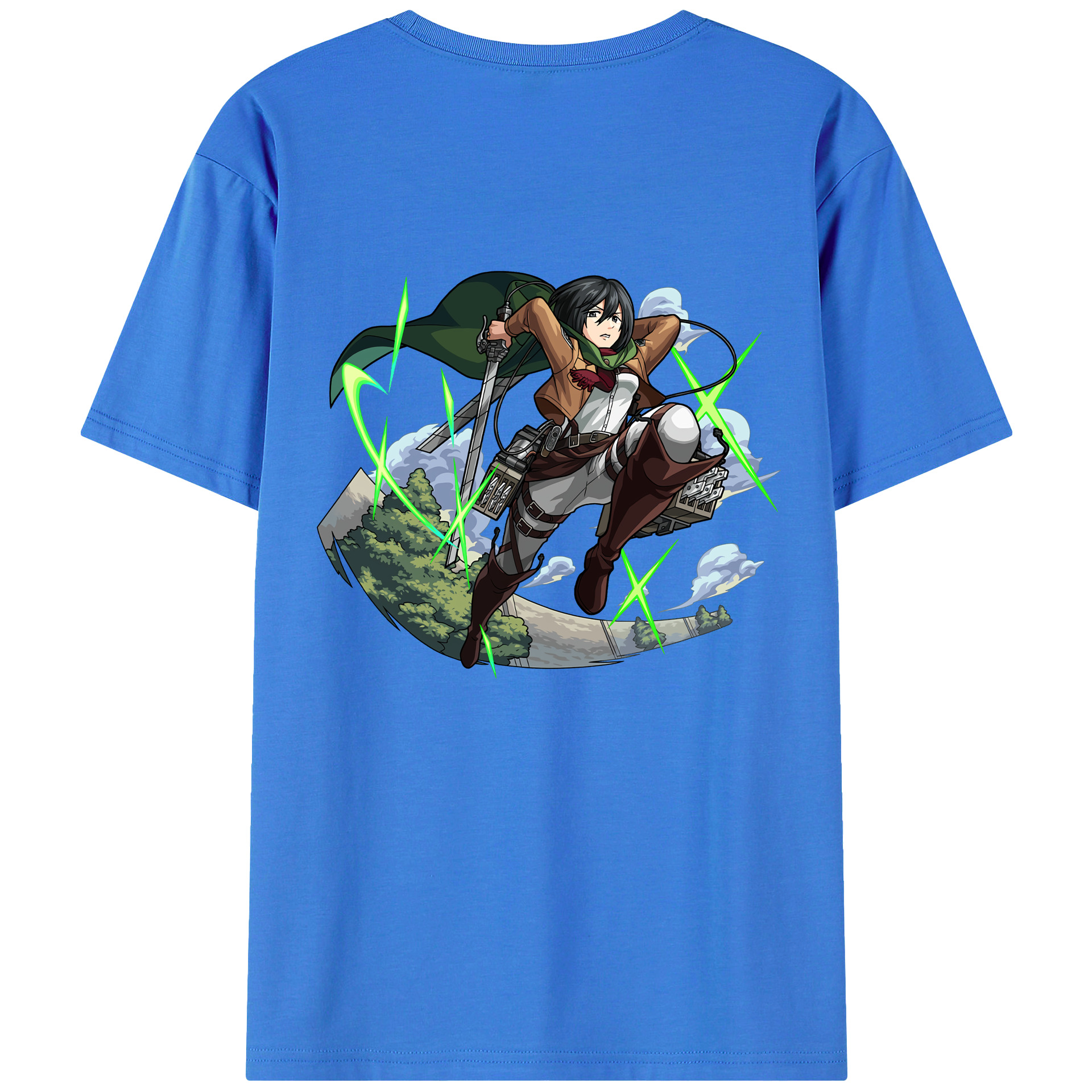 （画像用） 進撃の巨人 ミカサ·アッカーマン Attack on Titan Mikasa Ackerman 綿100％半袖Tシャツ（背面プリント）