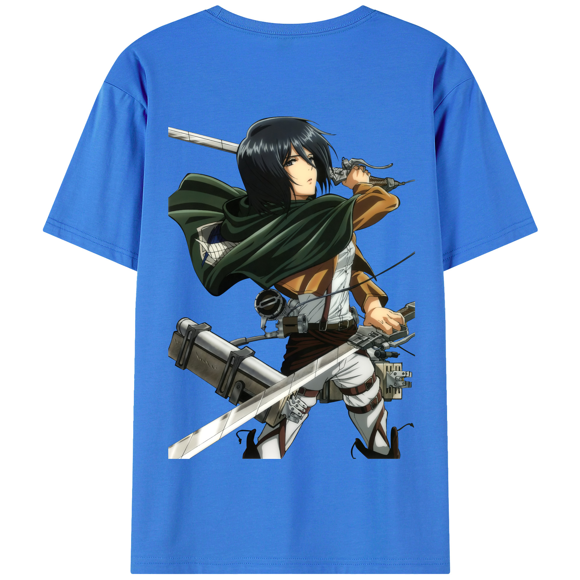 （画像用） 進撃の巨人 ミカサ·アッカーマン Attack on Titan Mikasa Ackerman 綿100％半袖Tシャツ（背面プリント）