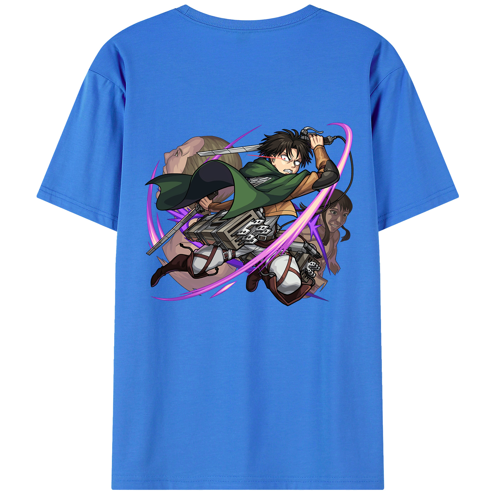 （画像用） 進撃の巨人 リヴァイ·アッカーマン Attack on Titan Levi Ackerman 綿100％半袖Tシャツ（背面プリント）