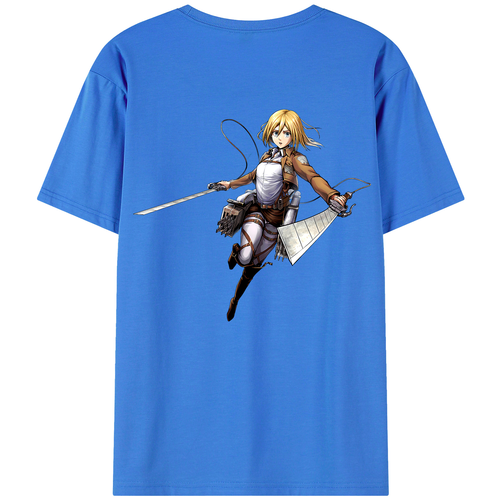 （画像用） 進撃の巨人 クリスタ·レンズ Attack on Titan Christa Lenz 綿100％半袖Tシャツ（背面プリント）