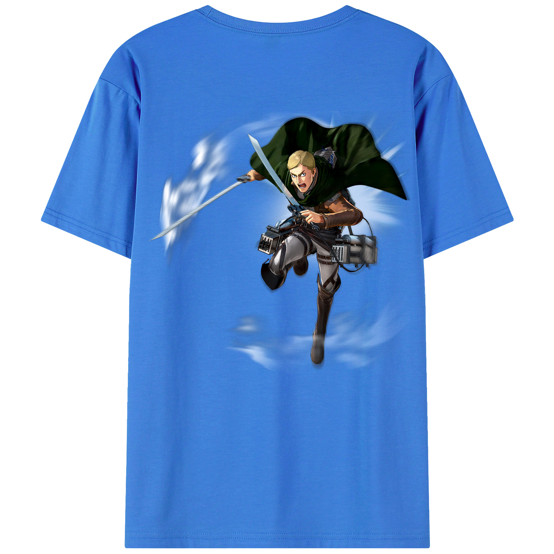 （画像用） 進撃の巨人 エルヴィン・スミス Attack on Titan Erwin Smith 綿100％半袖Tシャツ（背面プリント）