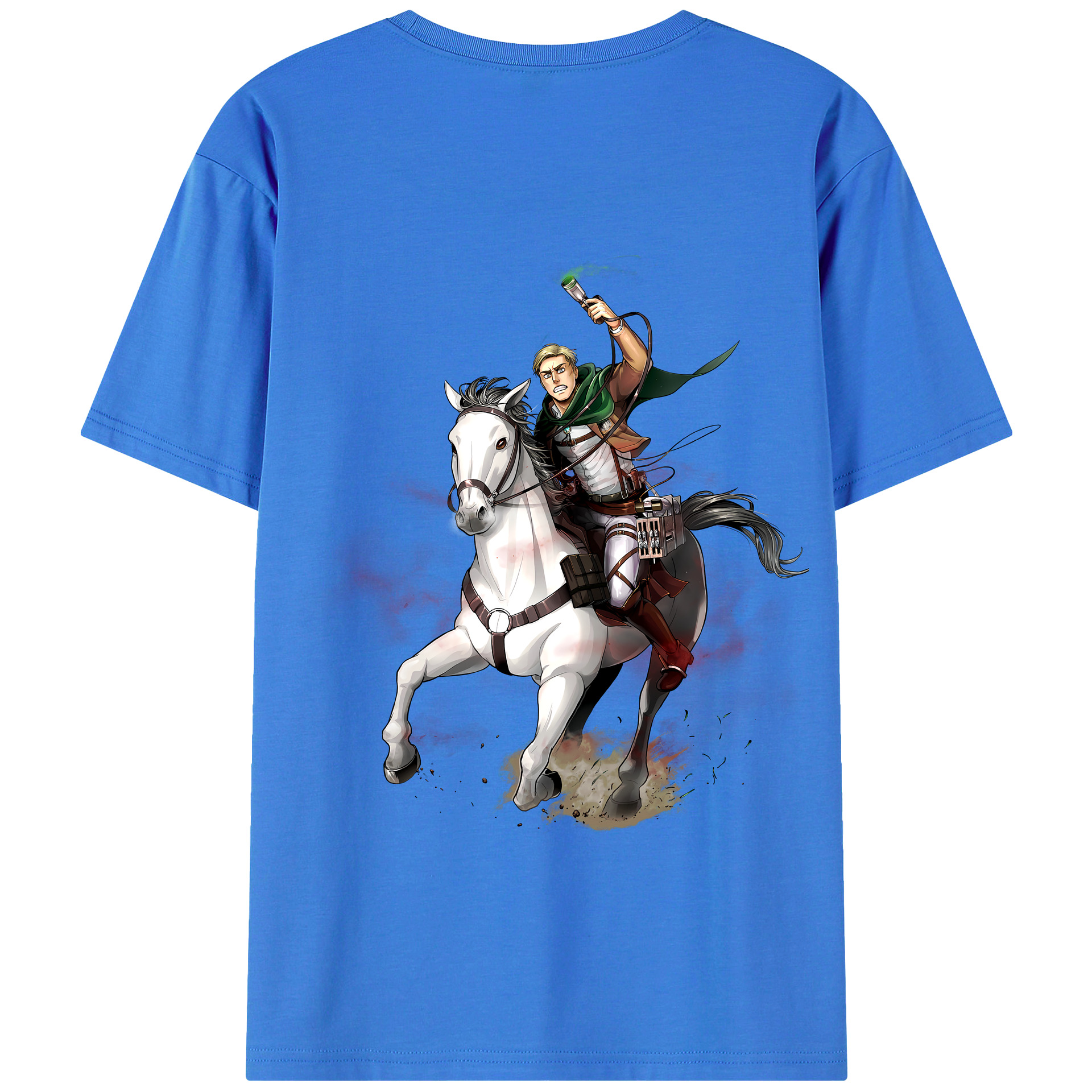 （画像用） 進撃の巨人 エルヴィン・スミス Attack on Titan Erwin Smith 綿100％半袖Tシャツ（背面プリント）