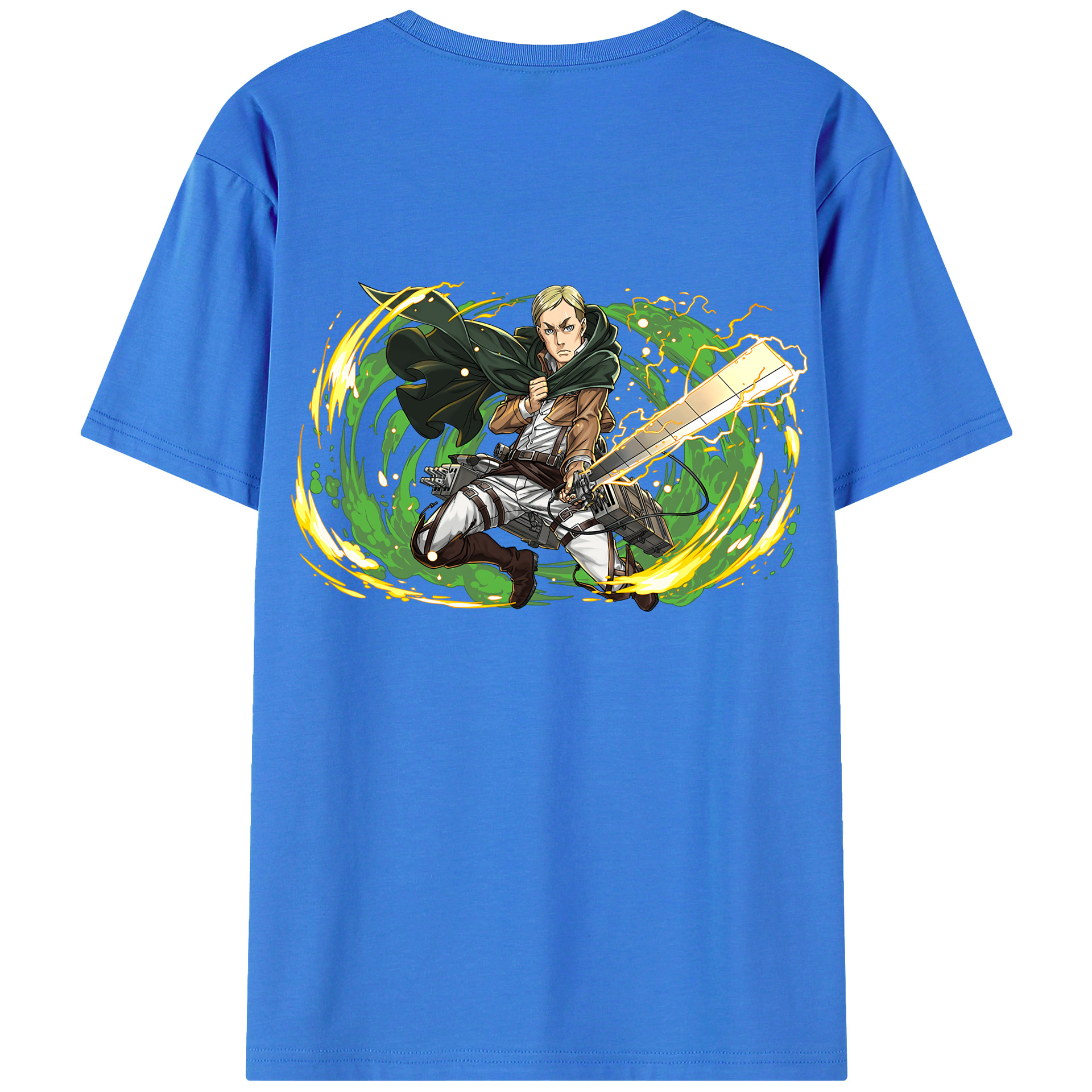 （画像用） 進撃の巨人 エルヴィン・スミス Attack on Titan Erwin Smith 綿100％半袖Tシャツ（背面プリント）